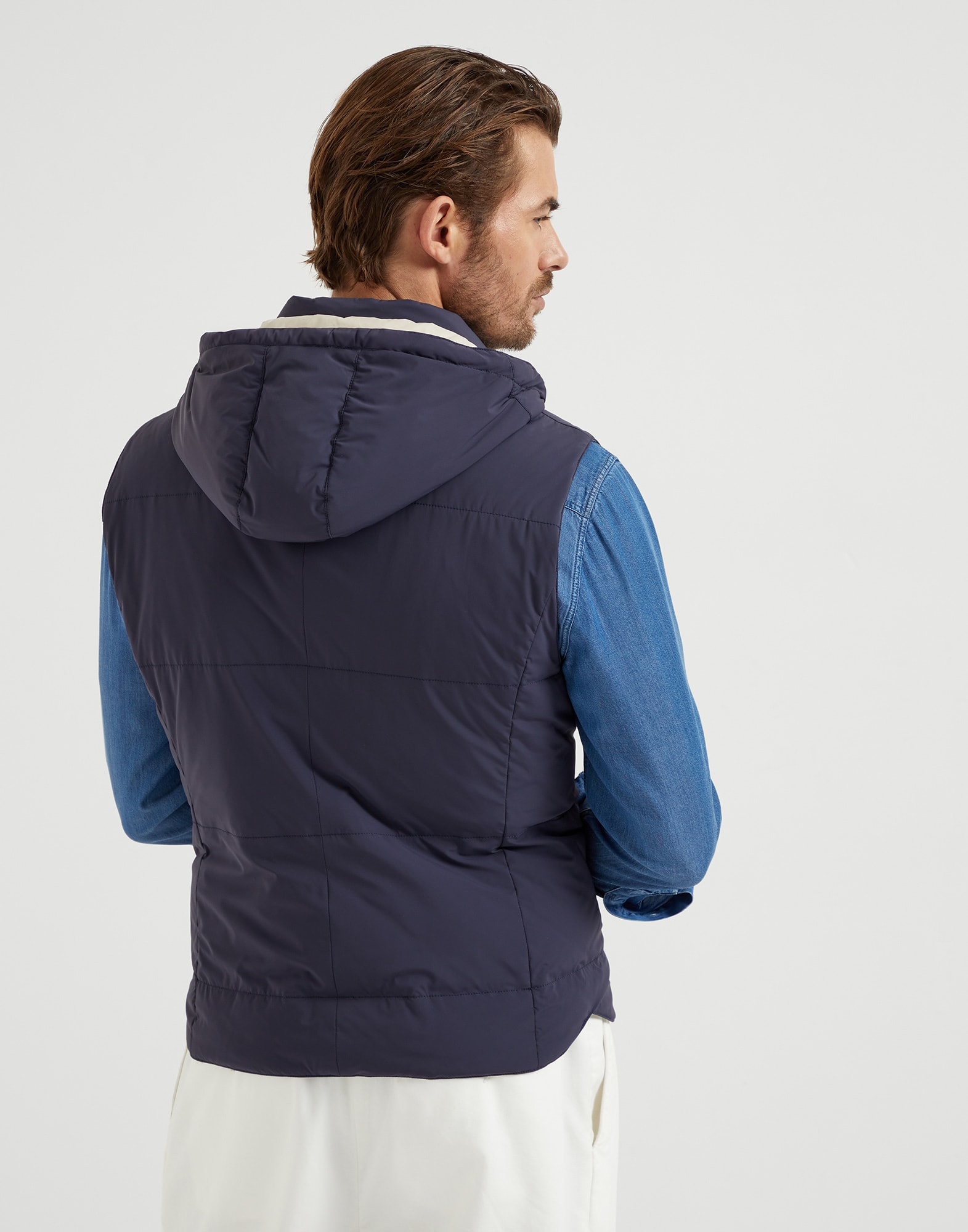 Bonded nylon down vest with detachable hood - 2