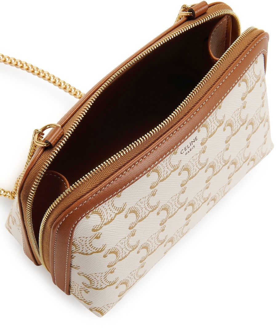 Clutch with Chain in Triomphe Canvas and Lambskin - 4