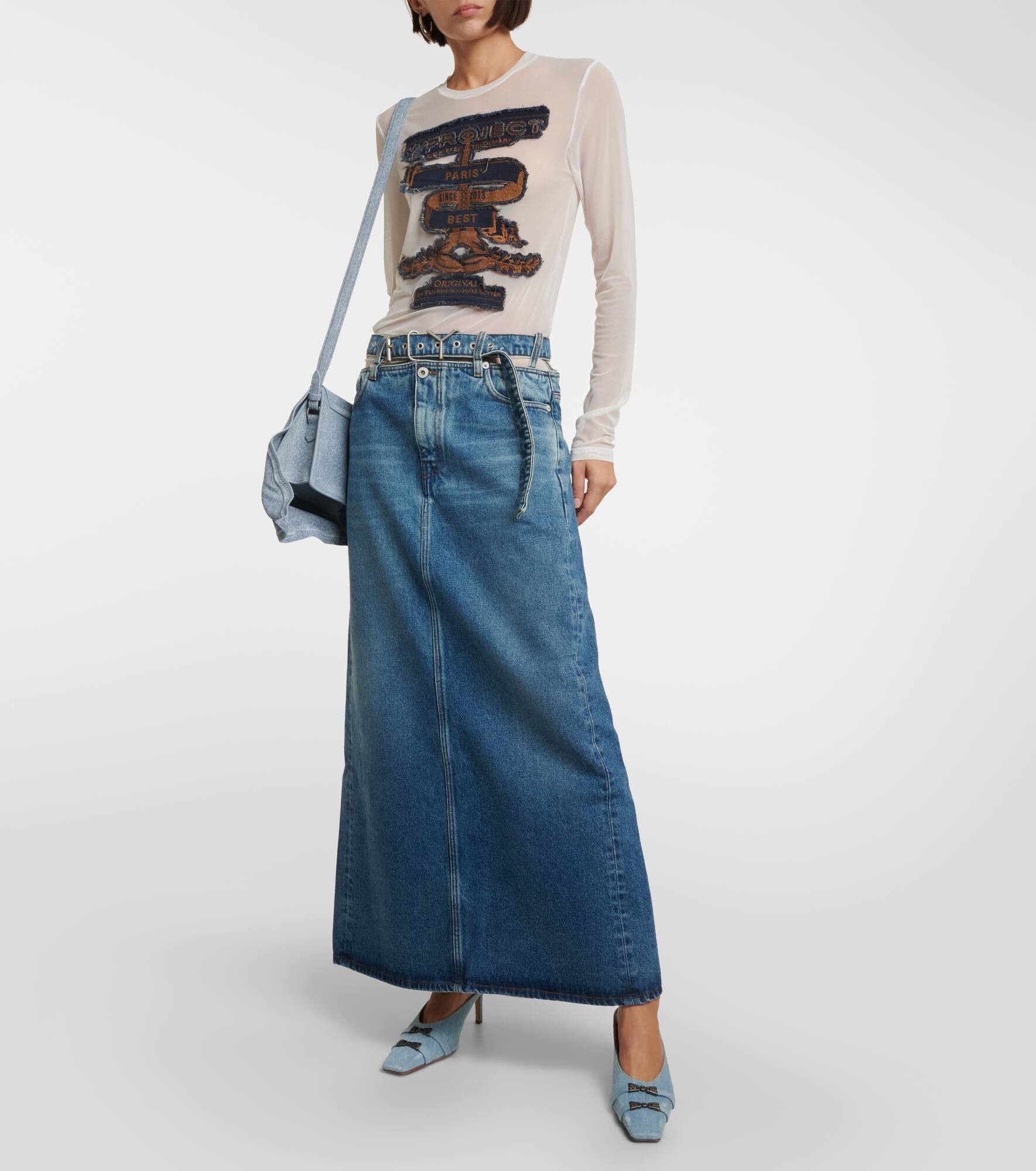 Y Belt denim maxi skirt - 2