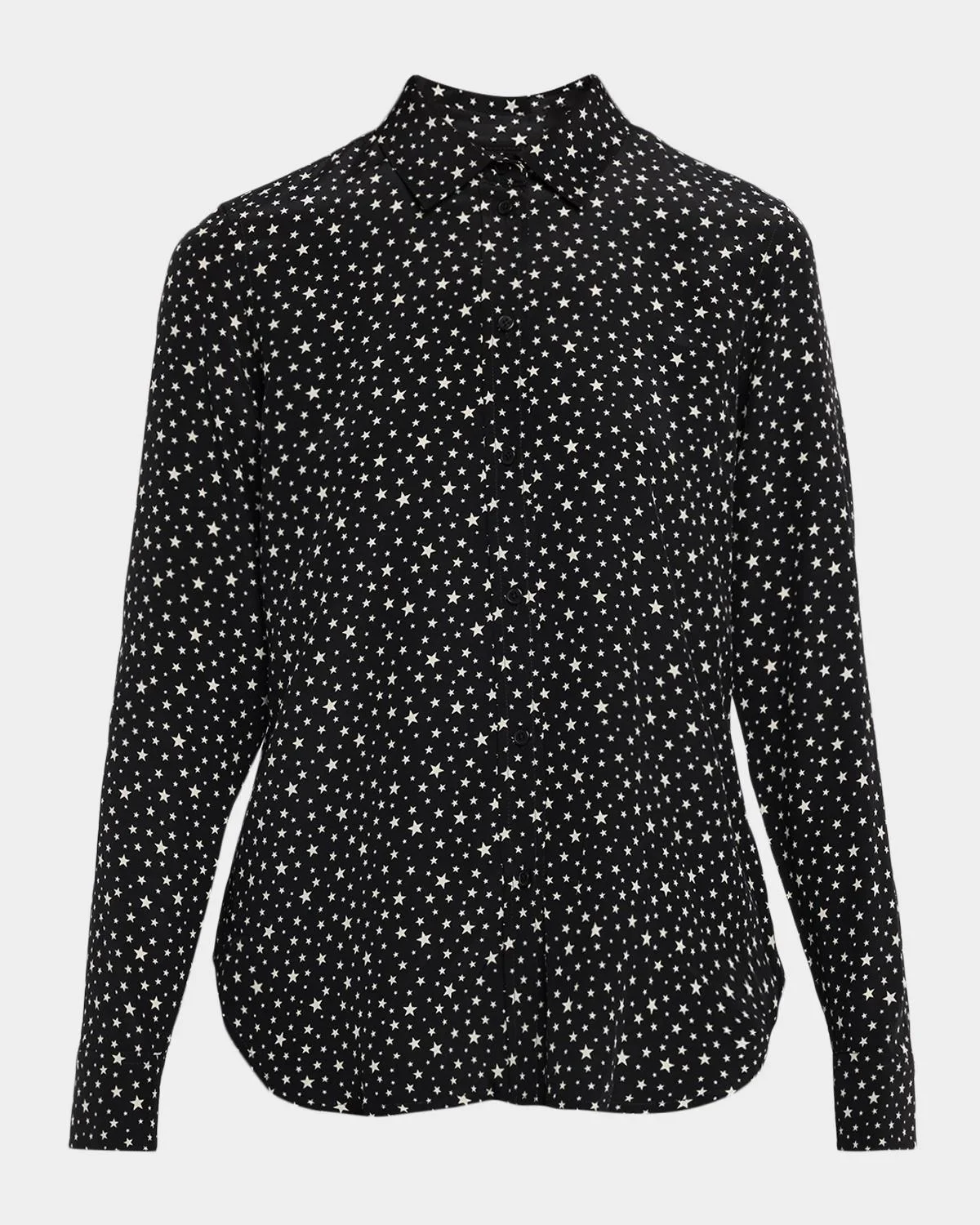 Spotted Silk Button-Down Blouse - 1