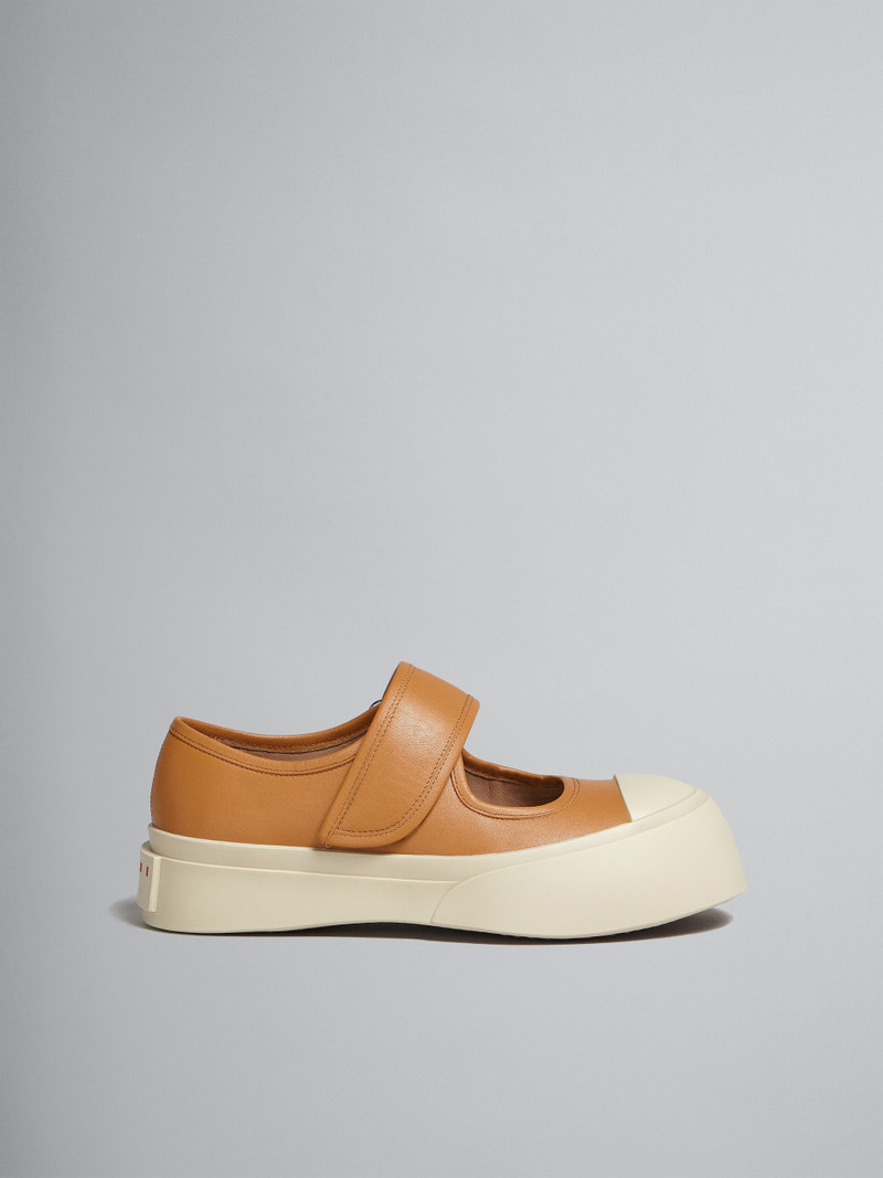 BROWN NAPPA LEATHER MARY JANE SNEAKER 1