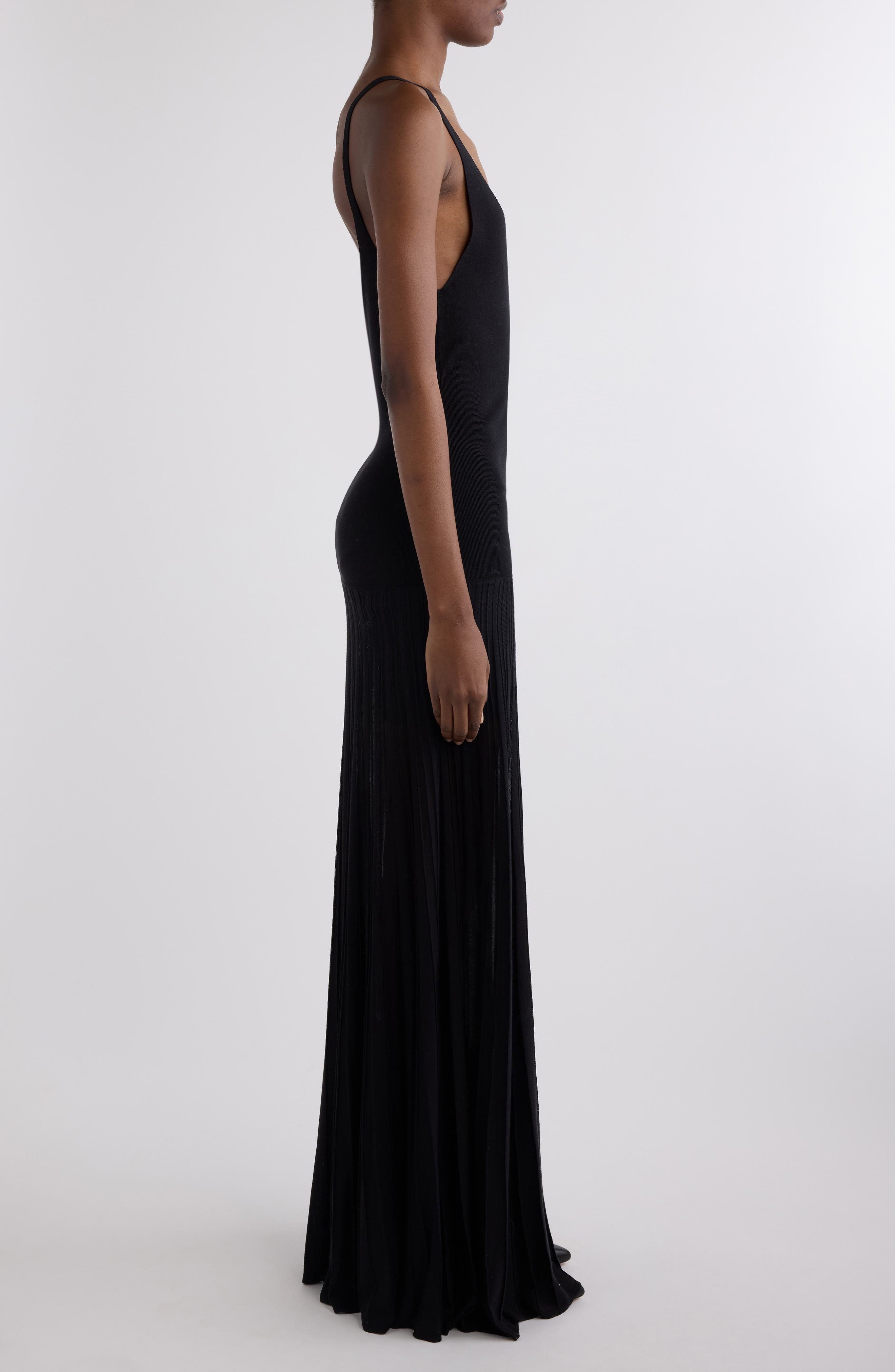 Isabel Marant Velma Plunge Neck Crepe Knit Maxi Dress in Black at Nordstrom - 3