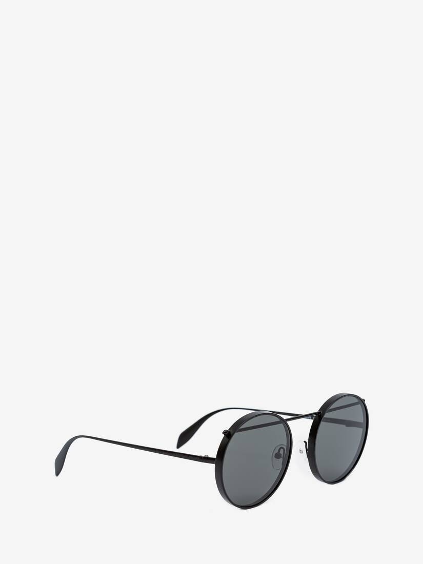 Piercing Round Metal Sunglasses in Black/dark Grey - 3