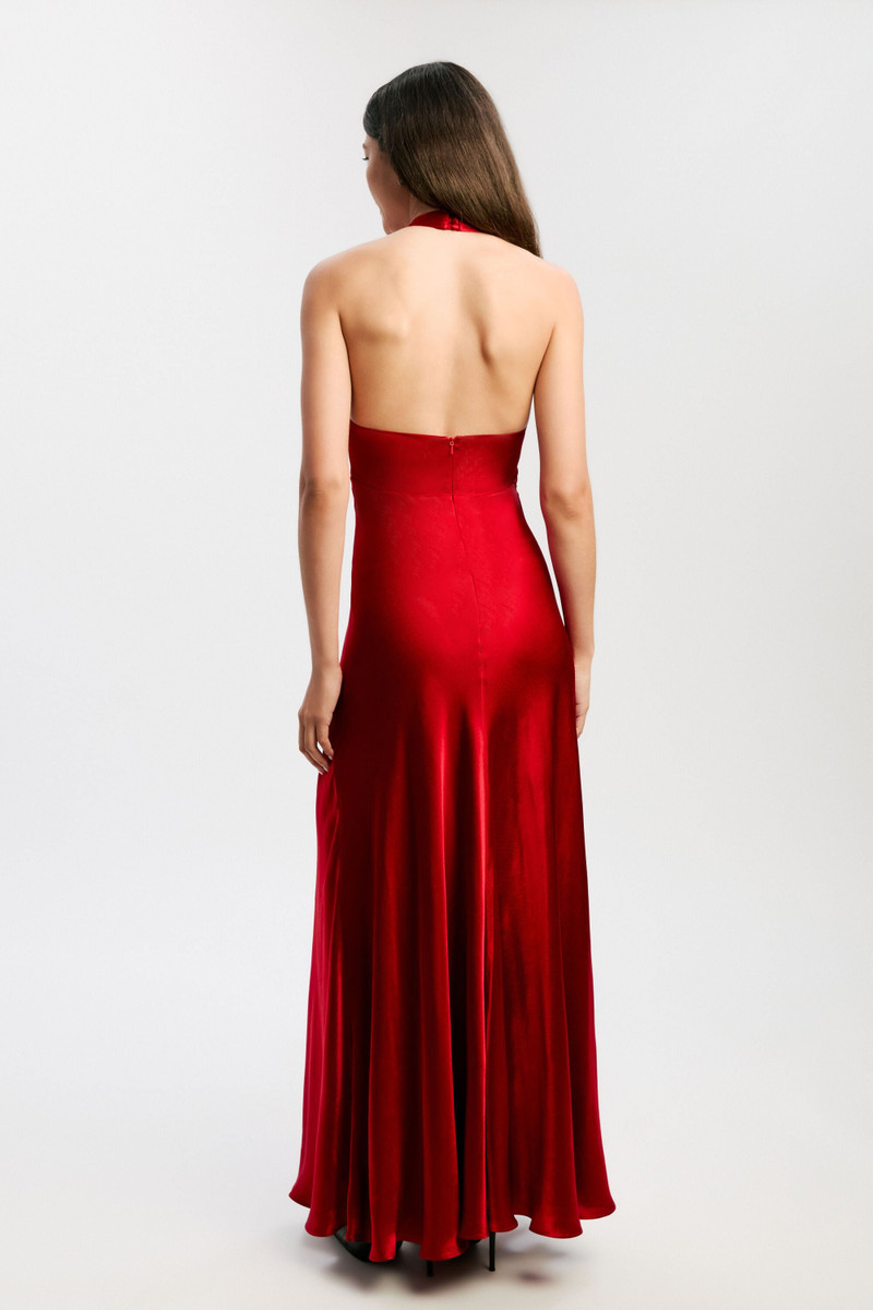 Magdalene Halter Dress In Deep Red 5