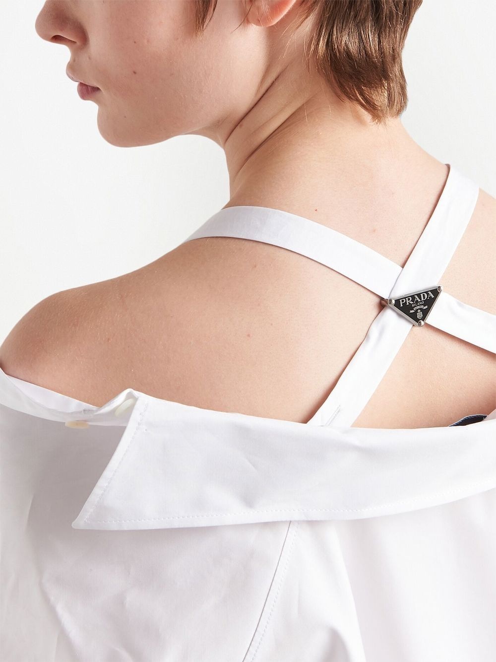 off-shoulder cotton shirt dress - 5