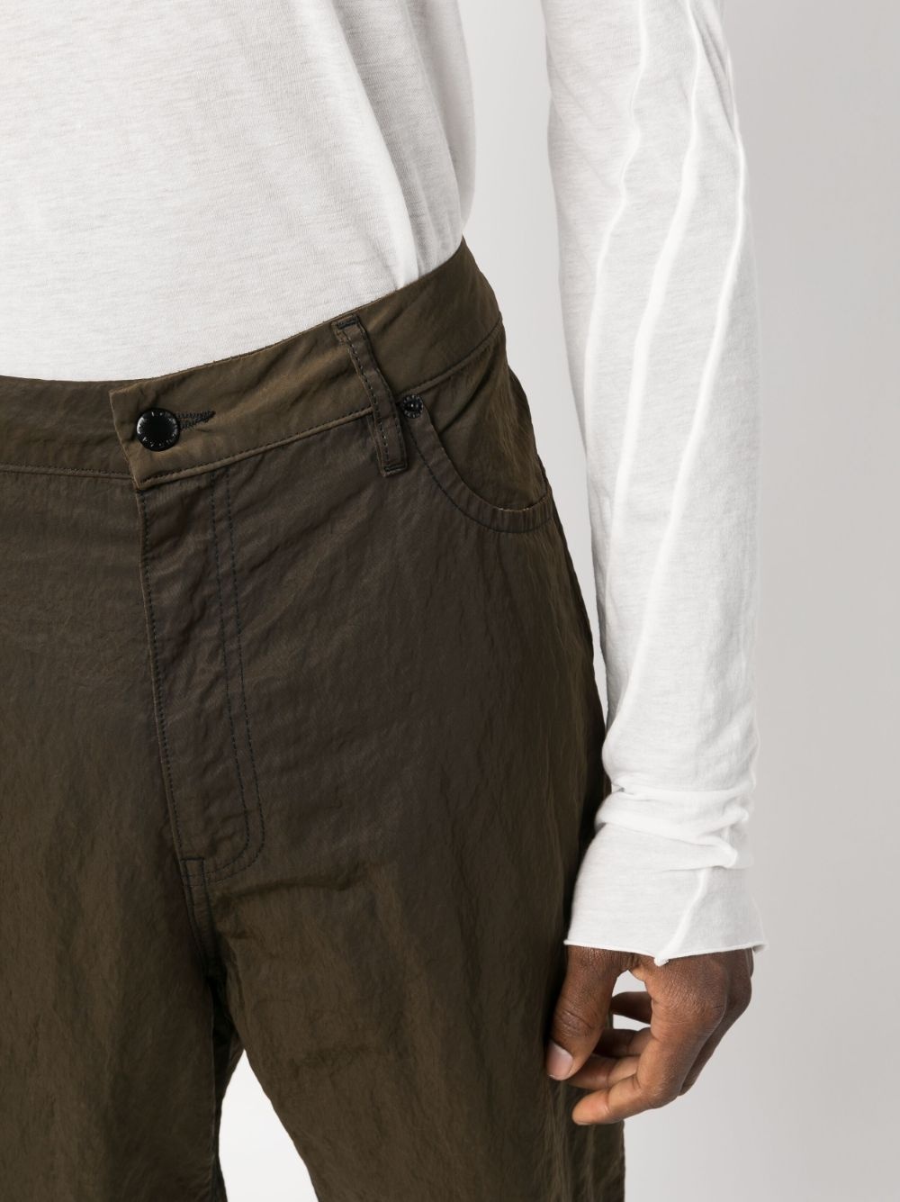 crinckled-finish straight-leg trousers - 6