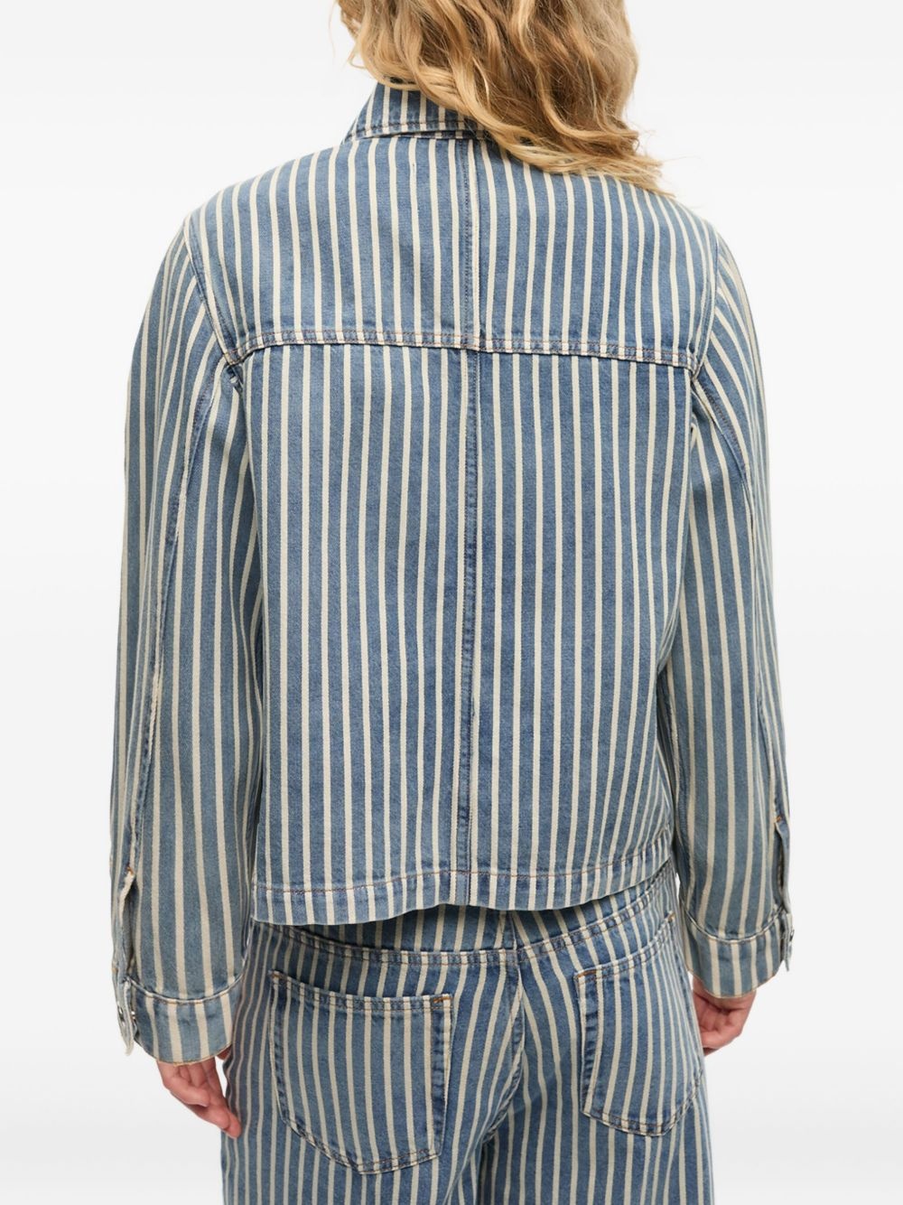 striped denim jacket - 4