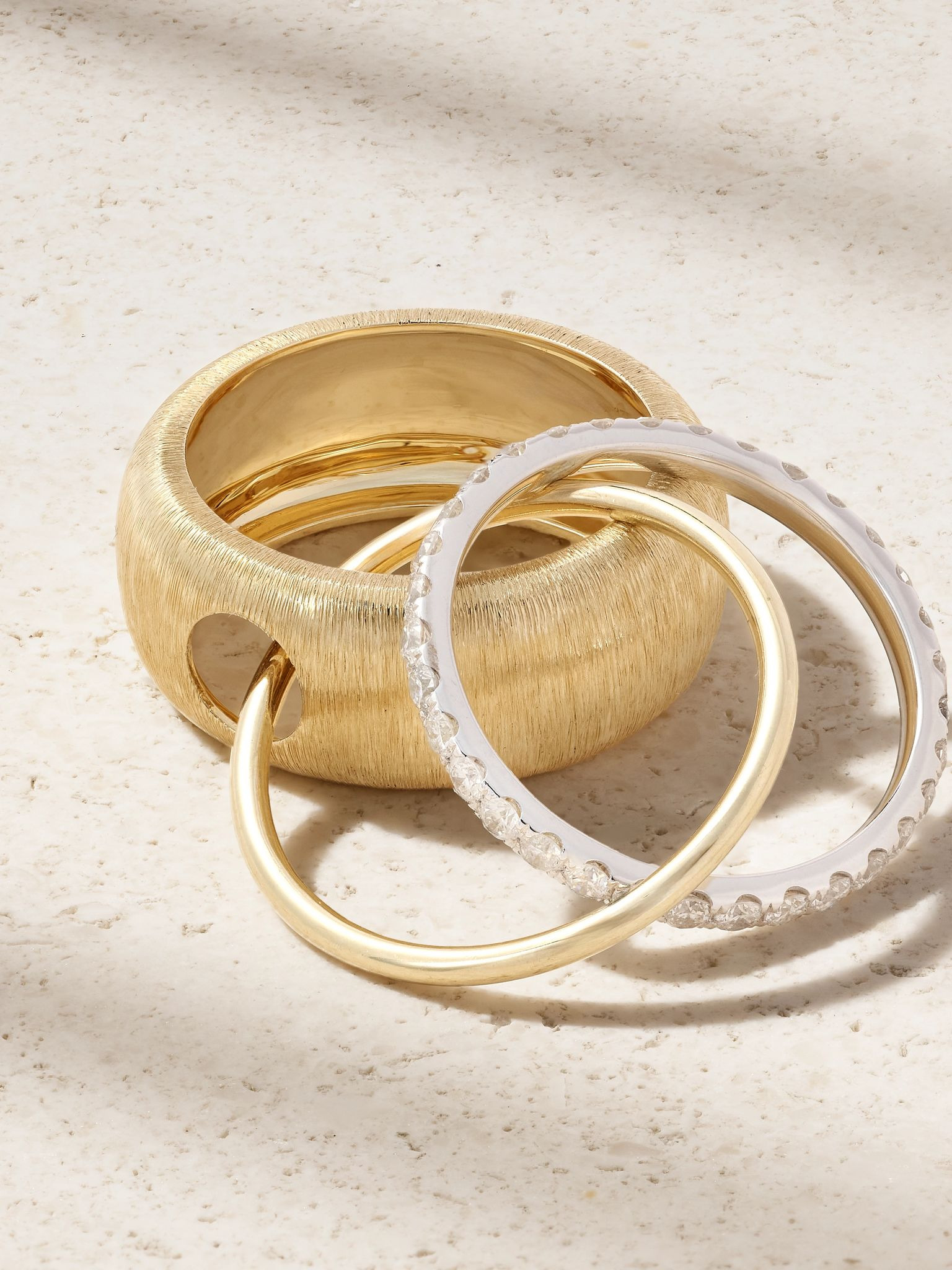 Un Deux Trois 9-karat yellow and white gold diamond ring Gold - 3