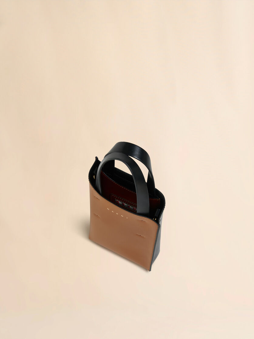 MUSEO NANO BAG IN BROWN AND BLACK LEATHER - 3