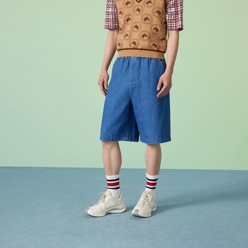 Denim shorts with G Gucci patch 5