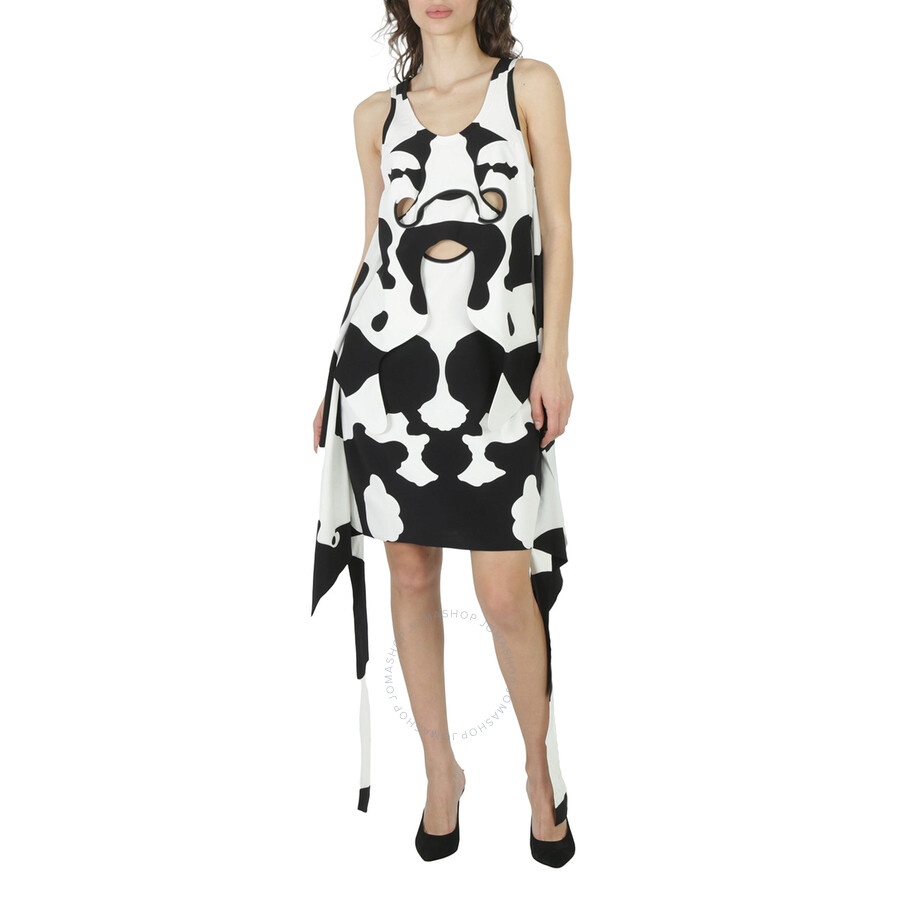 Burberry Cow-Print Pieced Cutout Silk Mini Dress - 1