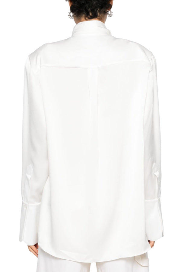 BOW-DETAIL SATIN SHIRT - 4