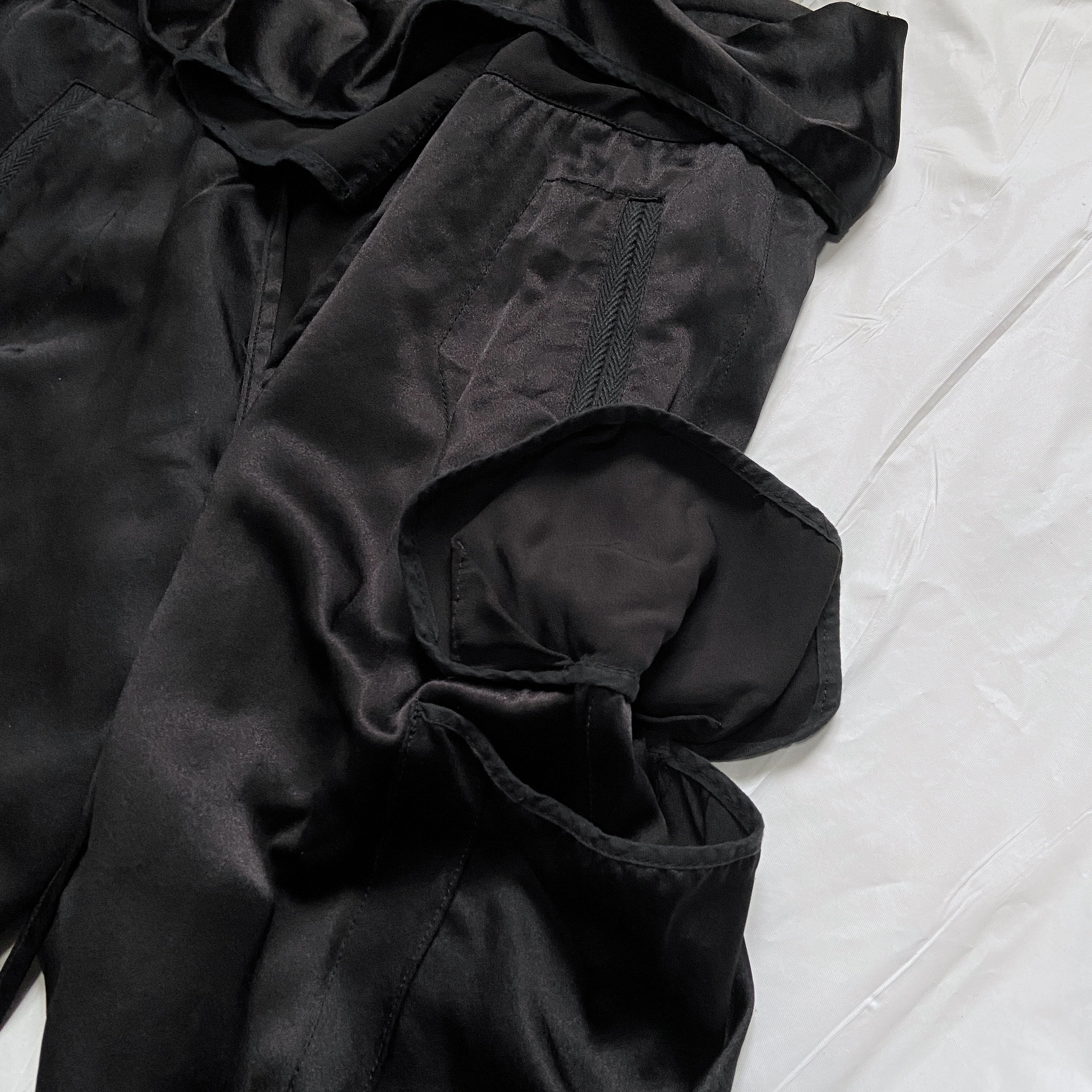 zOthers - BWNT Balmain Decarnin Era Fall 2009 Black Silk Cargo Bondage Drop Crotch Pants - 8