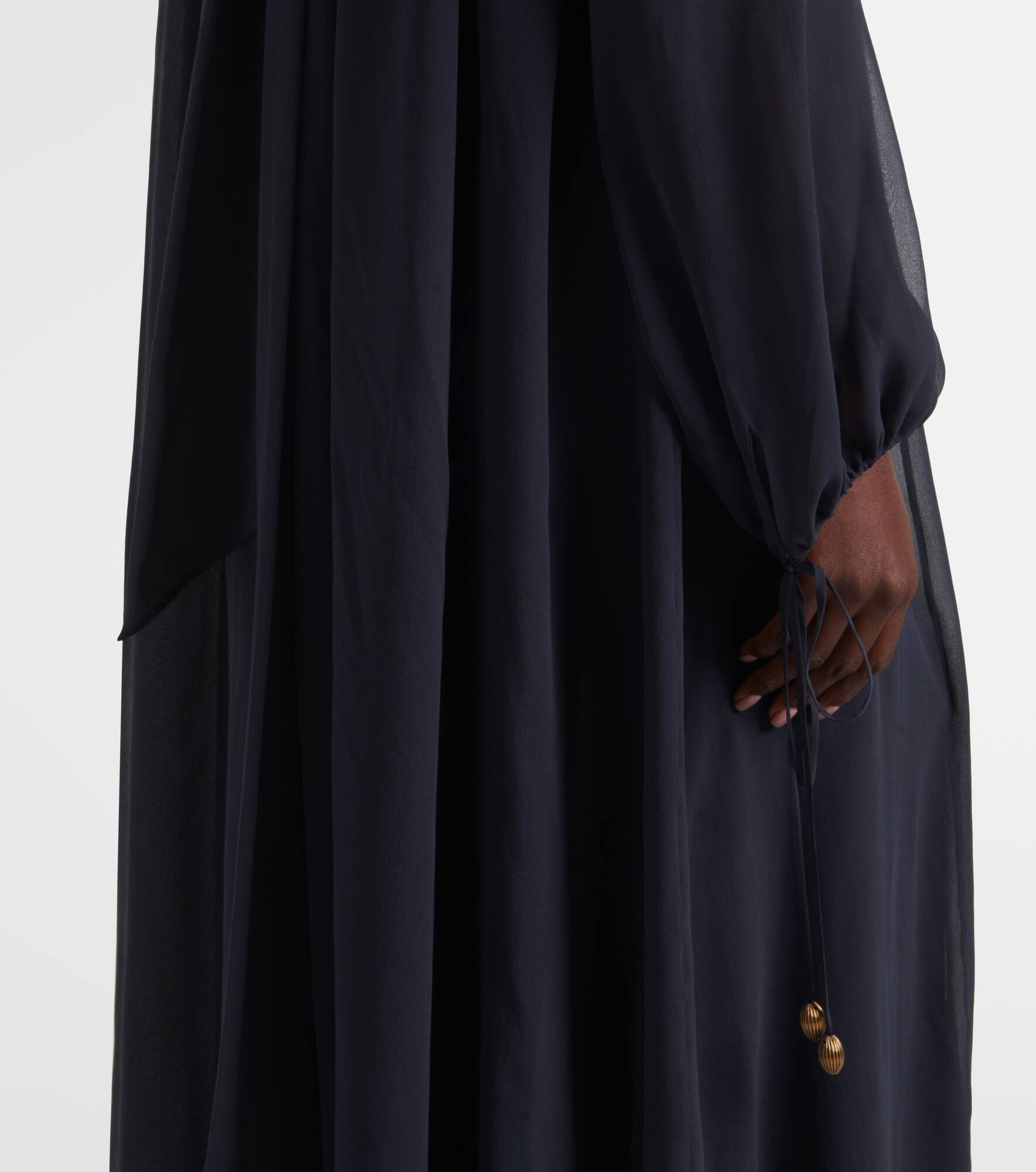 Gathered silk georgette maxi dress - 6