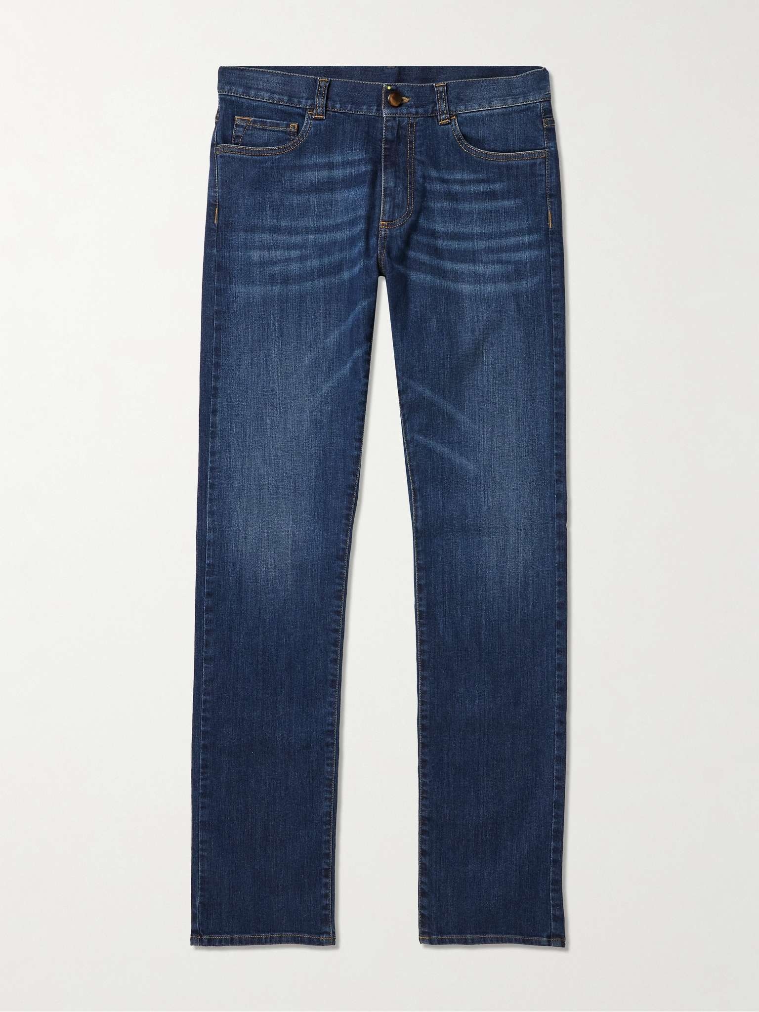 Slim-Fit Straight-Leg Stretch-Denim Jeans - 1
