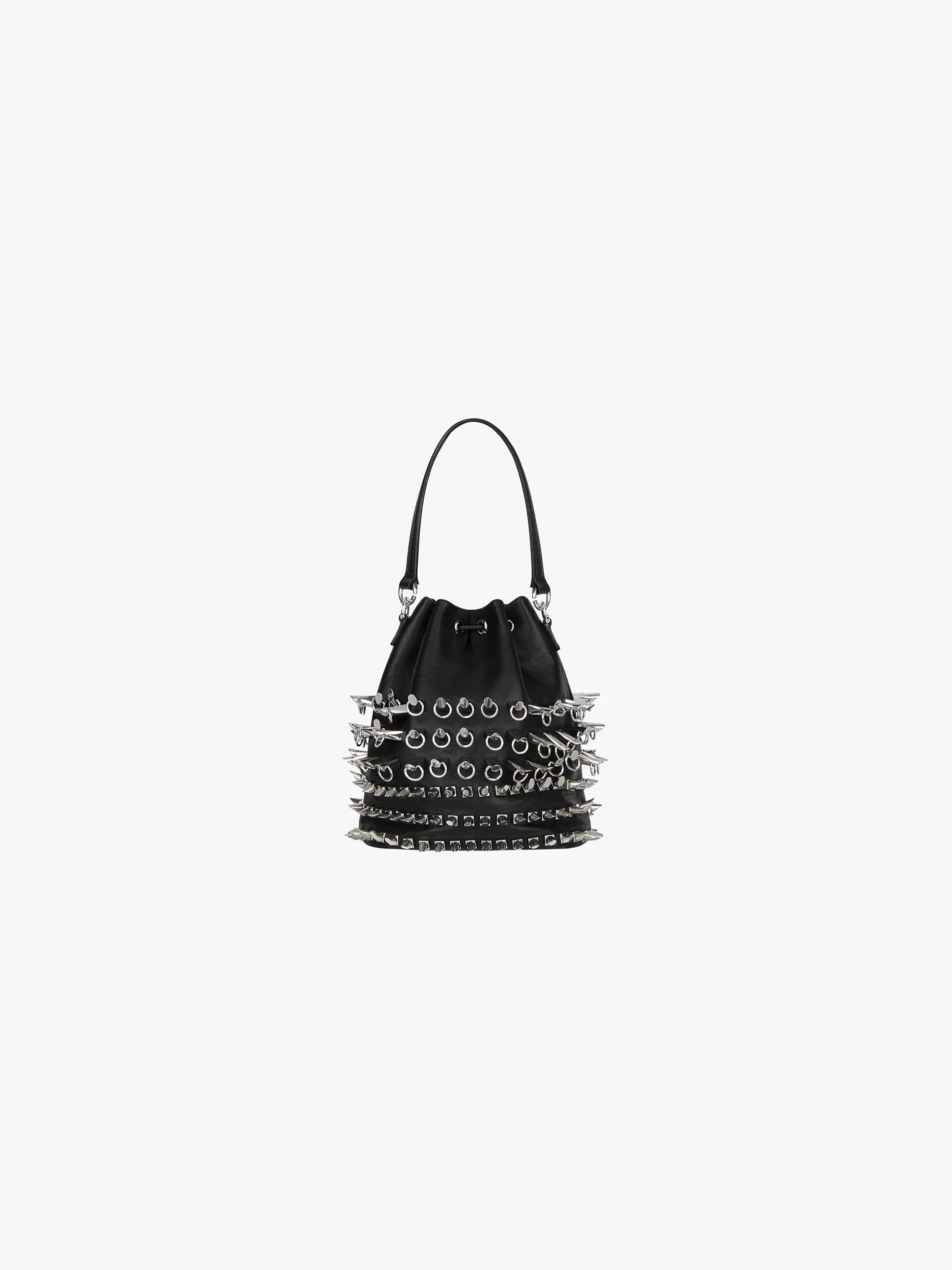 4G LIGHT BUCKET BAG IN LEATHER WITH STUDS - 4