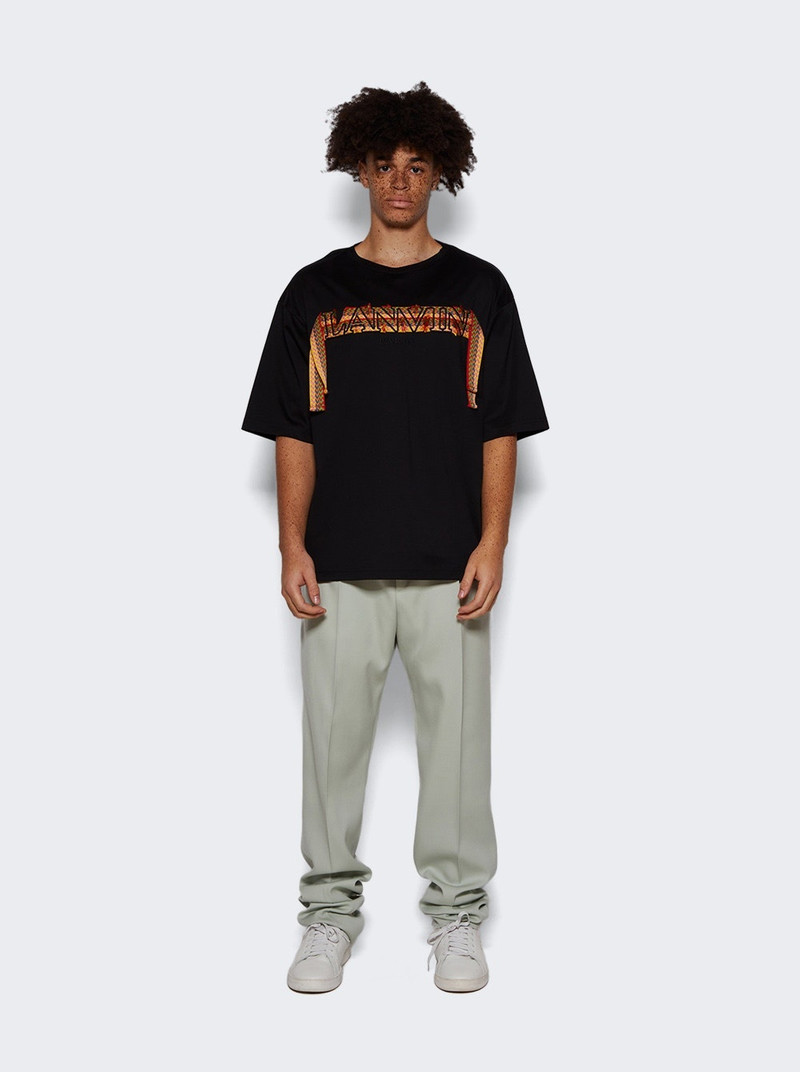 Lanvin Curb Embroidered T-Shirt Black and Orange outlook