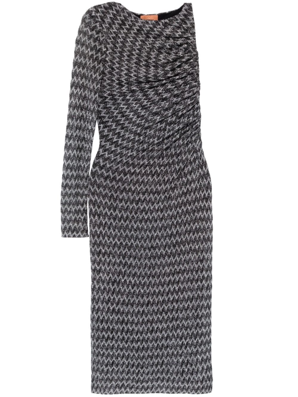 chevron-knit midi dress - 1