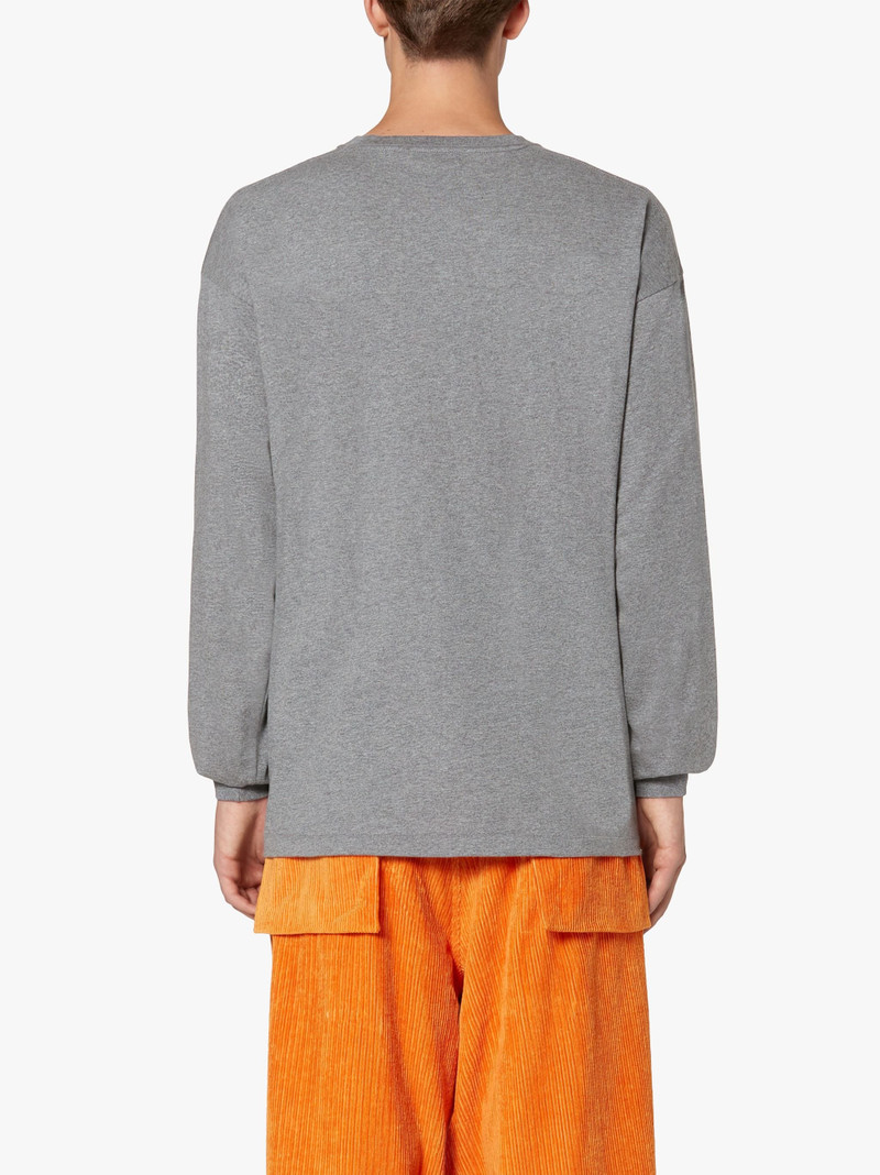 MELANGE GREY COTTON DANDY MAN LONG SLEEVE T-SHIRT | GJM-204 4