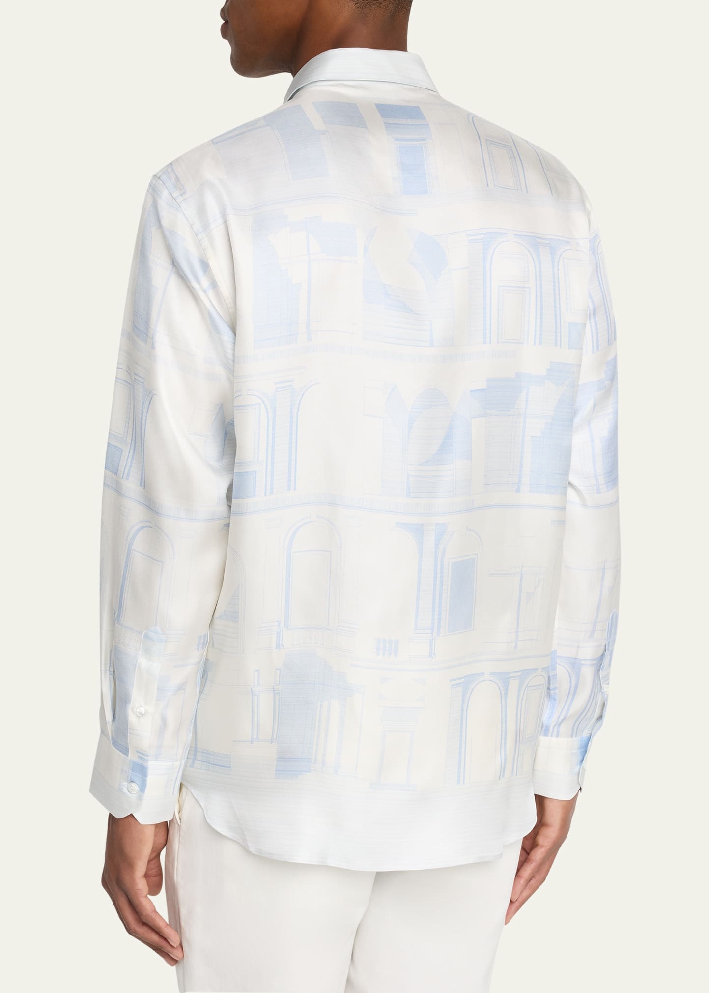 Men's Palace-Print Silk Dress Shirt - 3