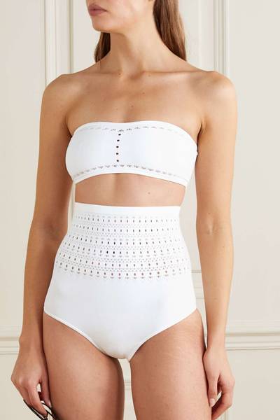 Alaïa Pointelle-knit bandeau bikini outlook