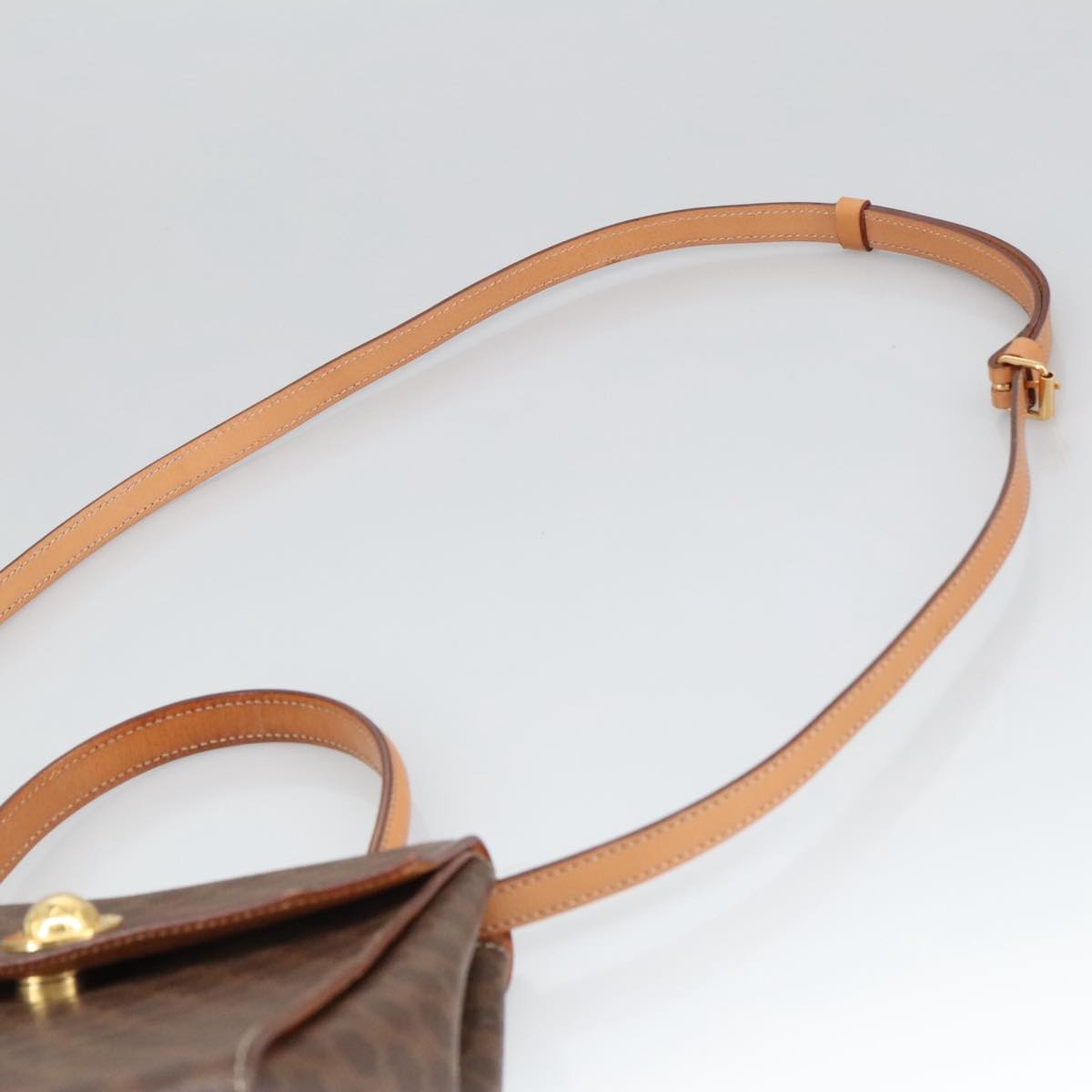CELINE Macadam Canvas Hand Bag Pvc Leather Brown Gold - 13