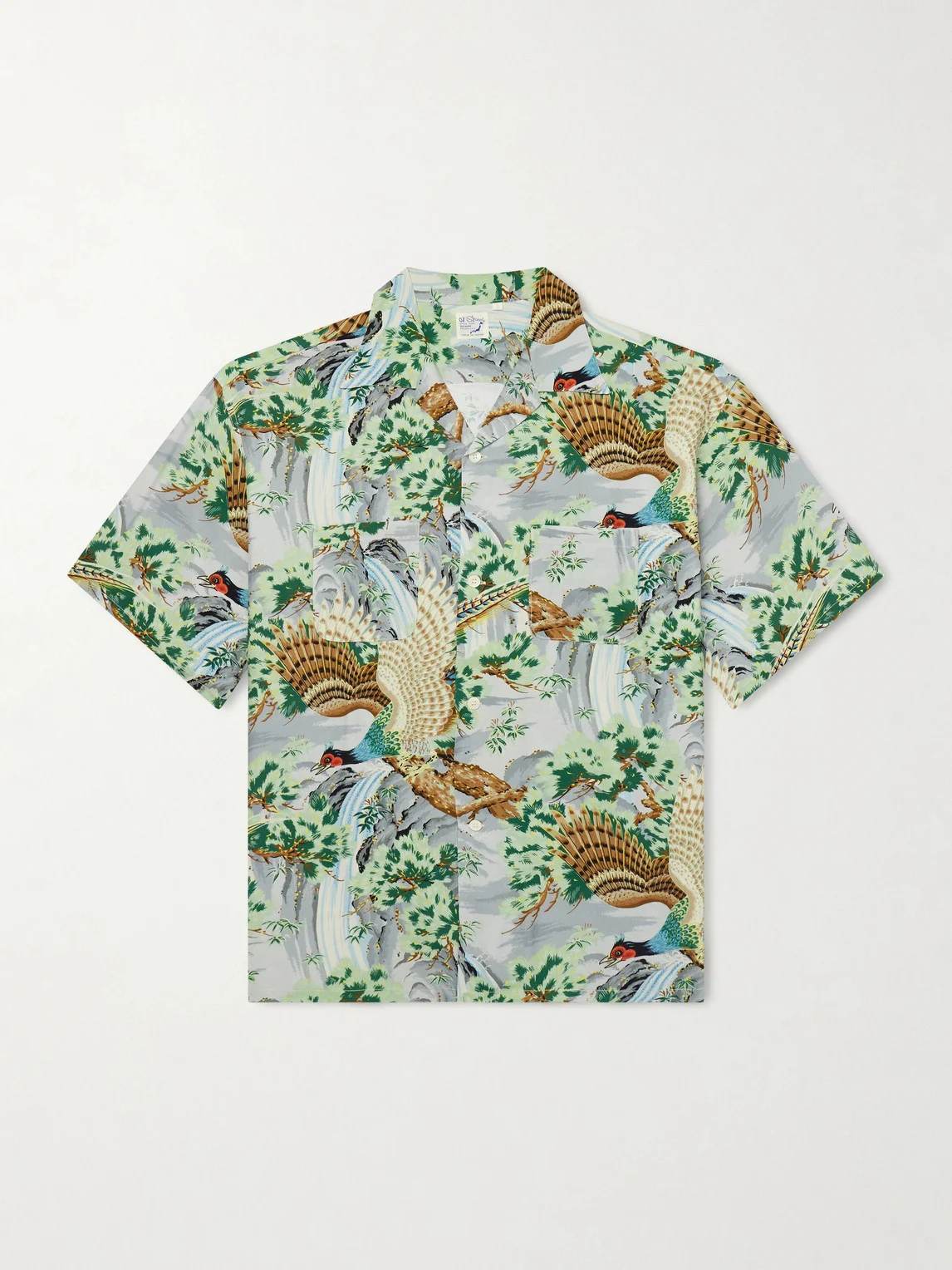 Camp-Collar Printed Voile Shirt - 1