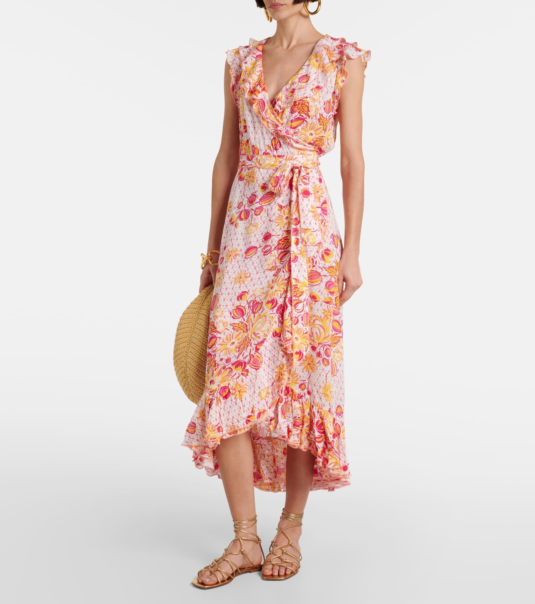 Aude ruffled floral wrap dress - 2