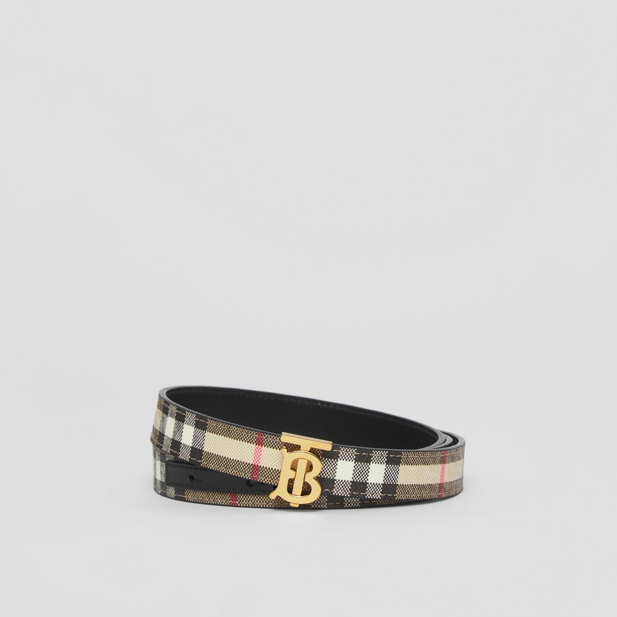 Reversible Vintage Check and Leather Belt - 1