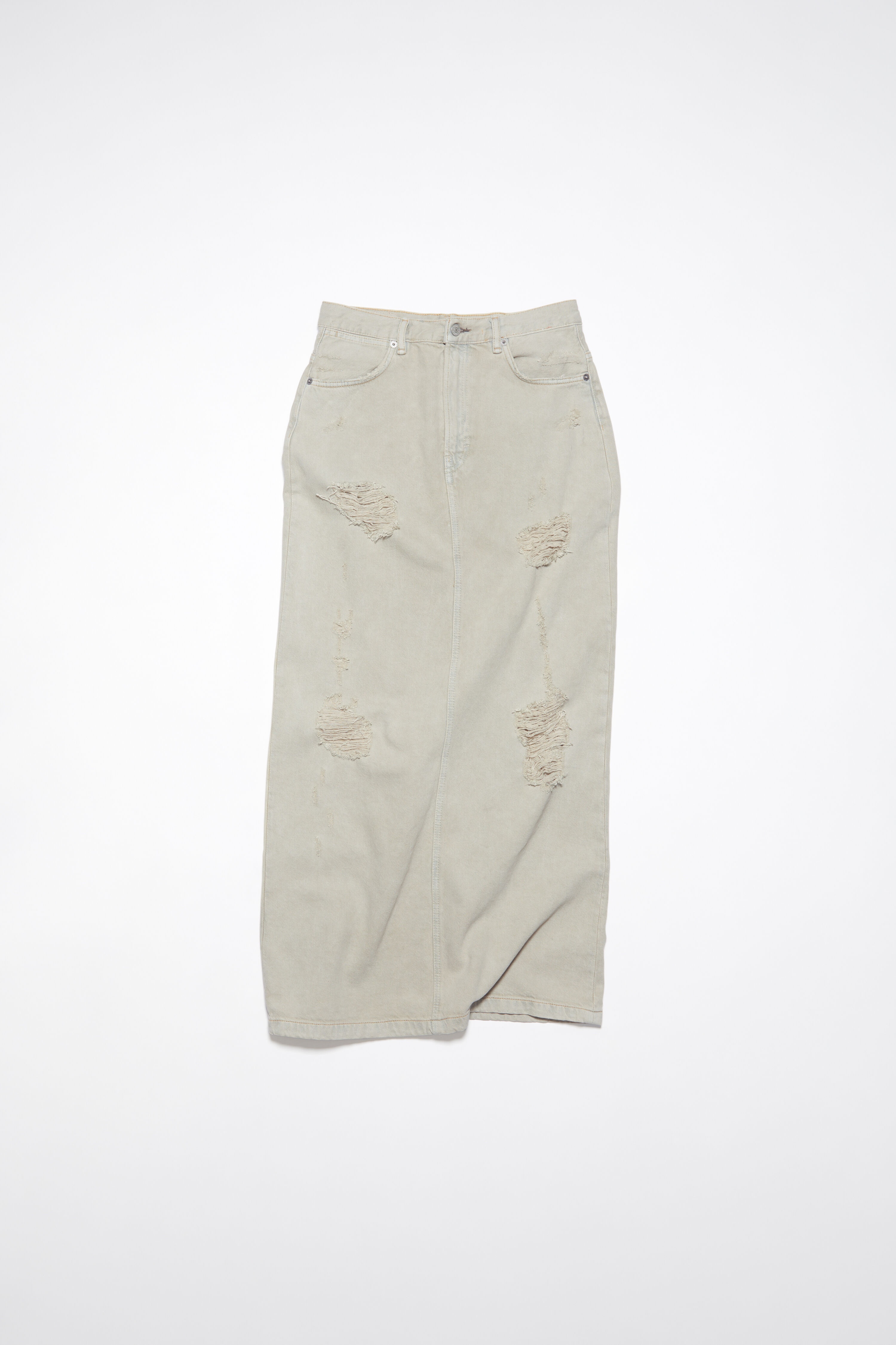 Distressed denim skirt - Beige/grey - 1
