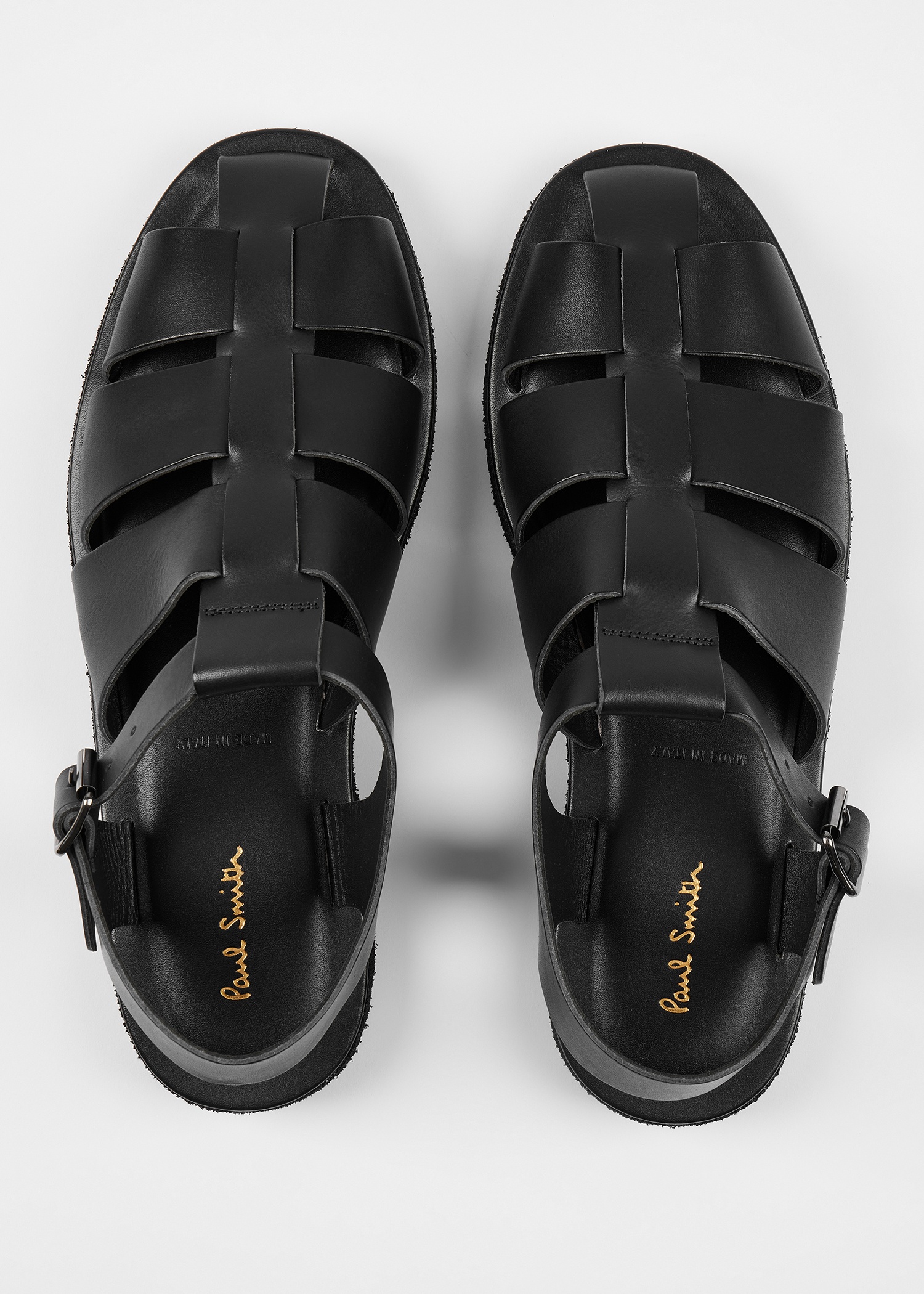 Black Leather 'Sandoval' Fisherman Sandals - 5