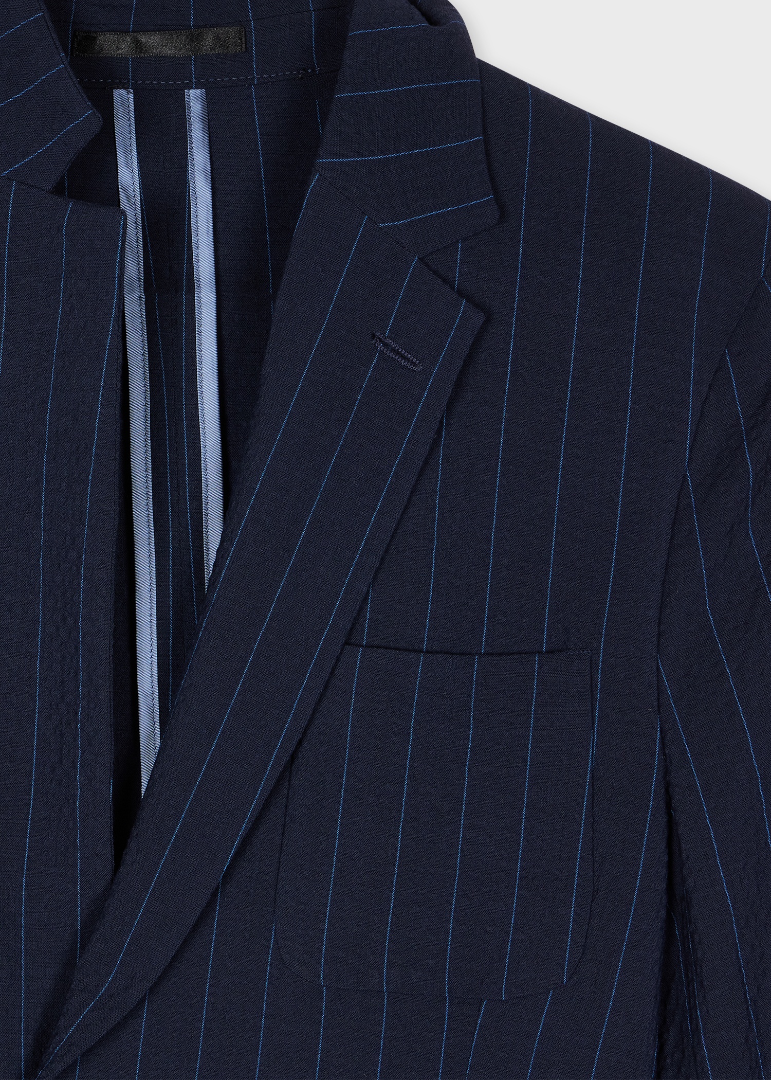 Navy Pinstripe Wool Seersucker Suit - 2