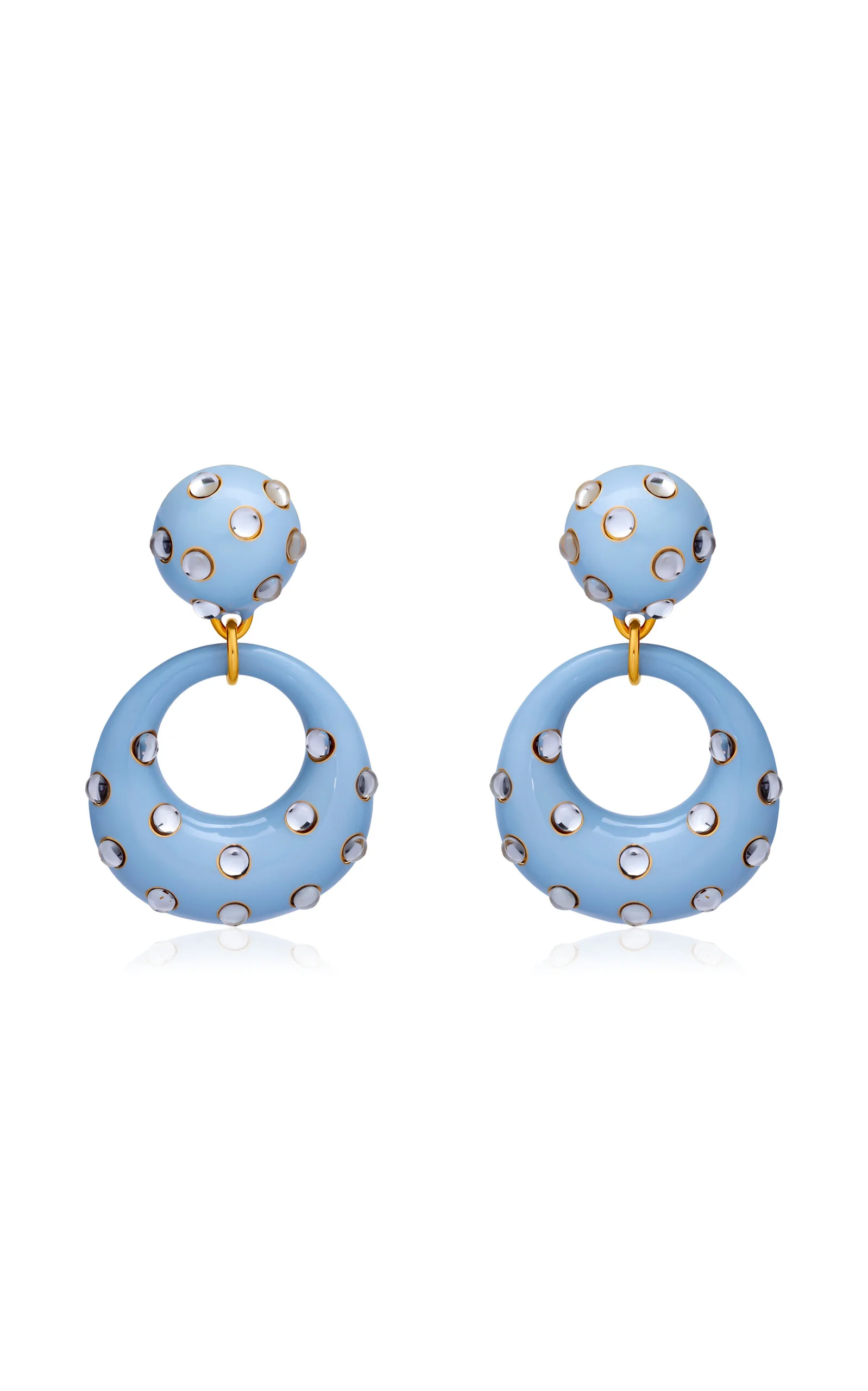 Cabochon Enamel Drop Earrings blue - 1