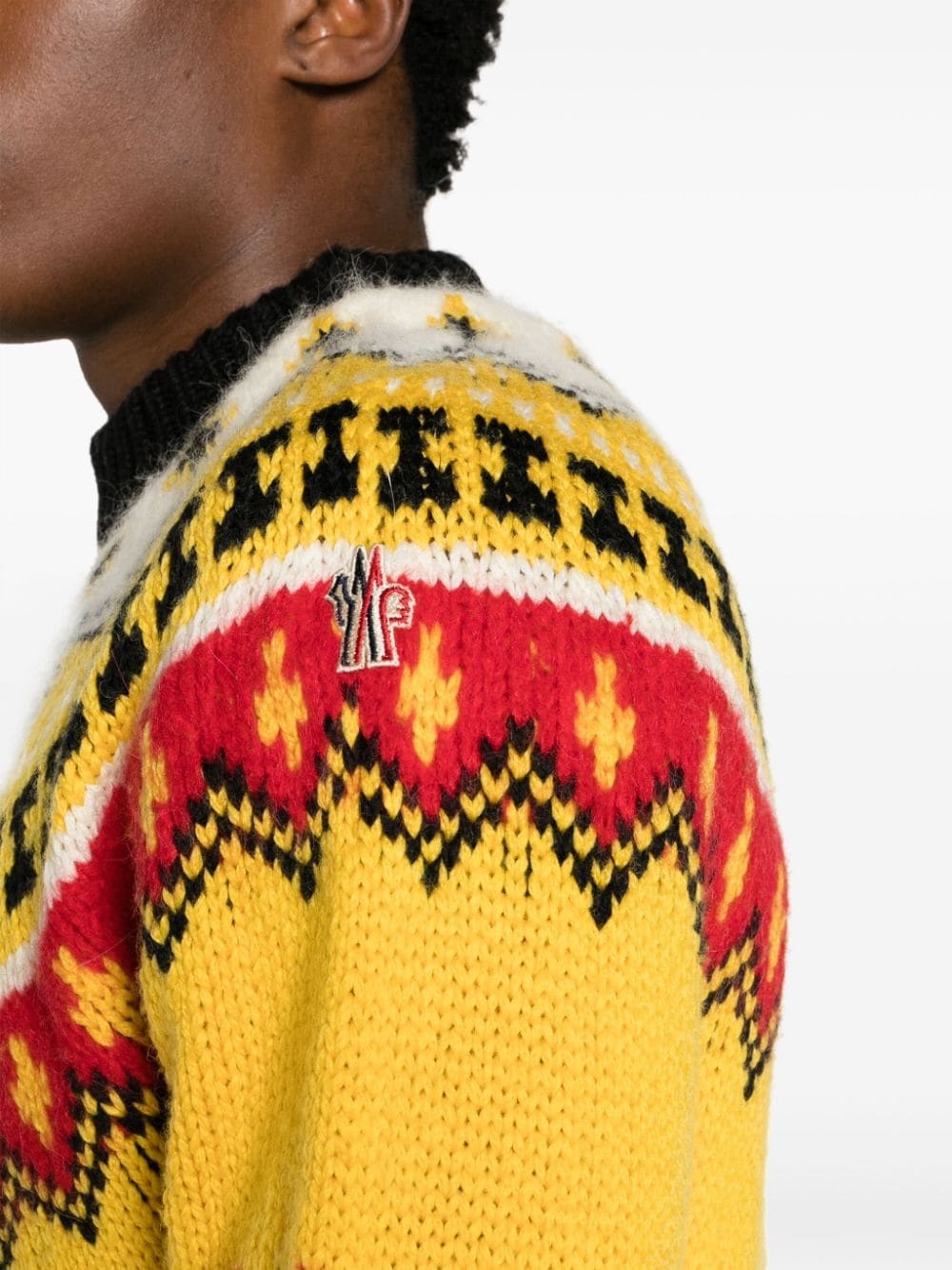 patterned-jacquard crew-neck jumper - 5