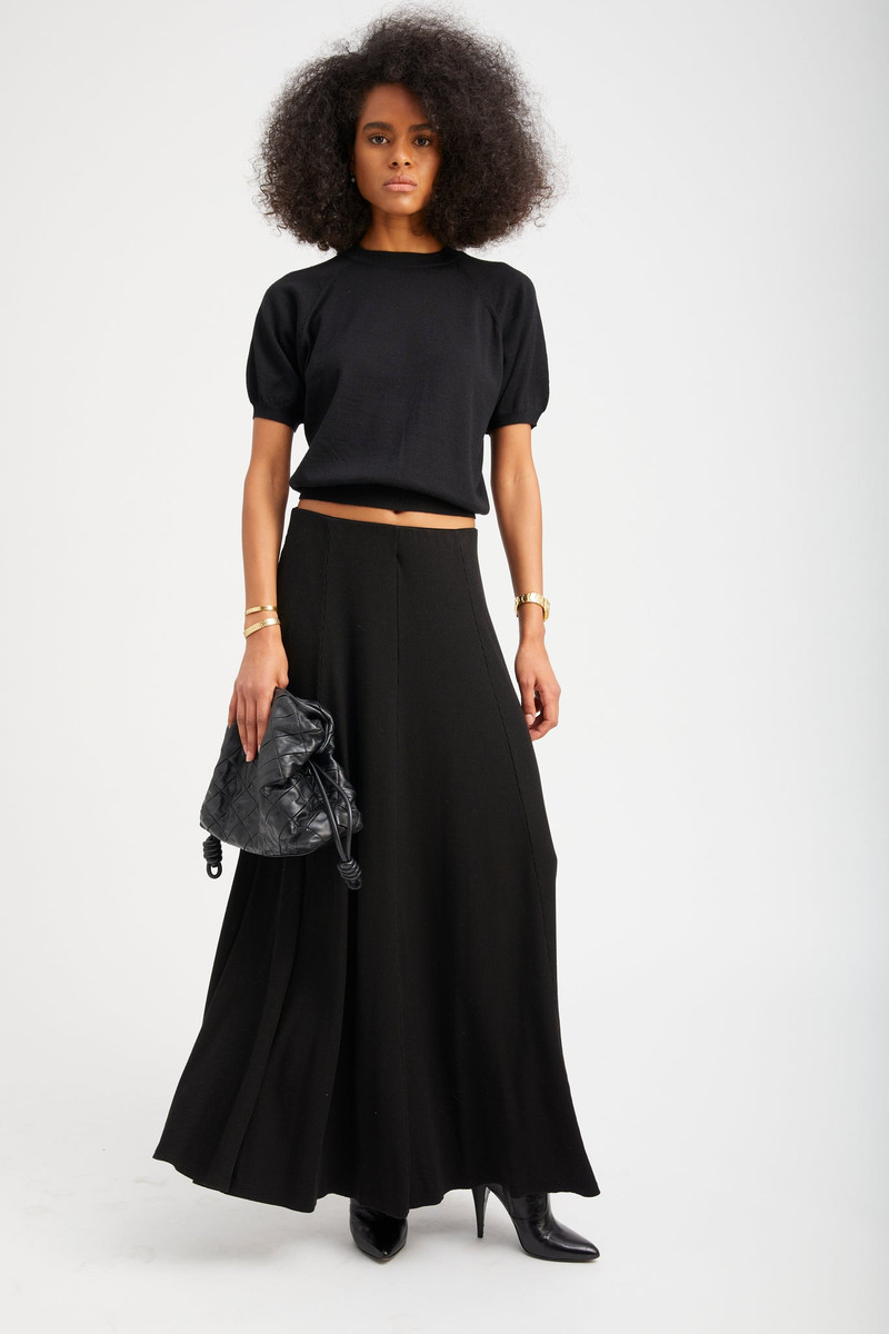 SPRWMN BLACK RIB BRIGITTE MAXI SKIRT outlook