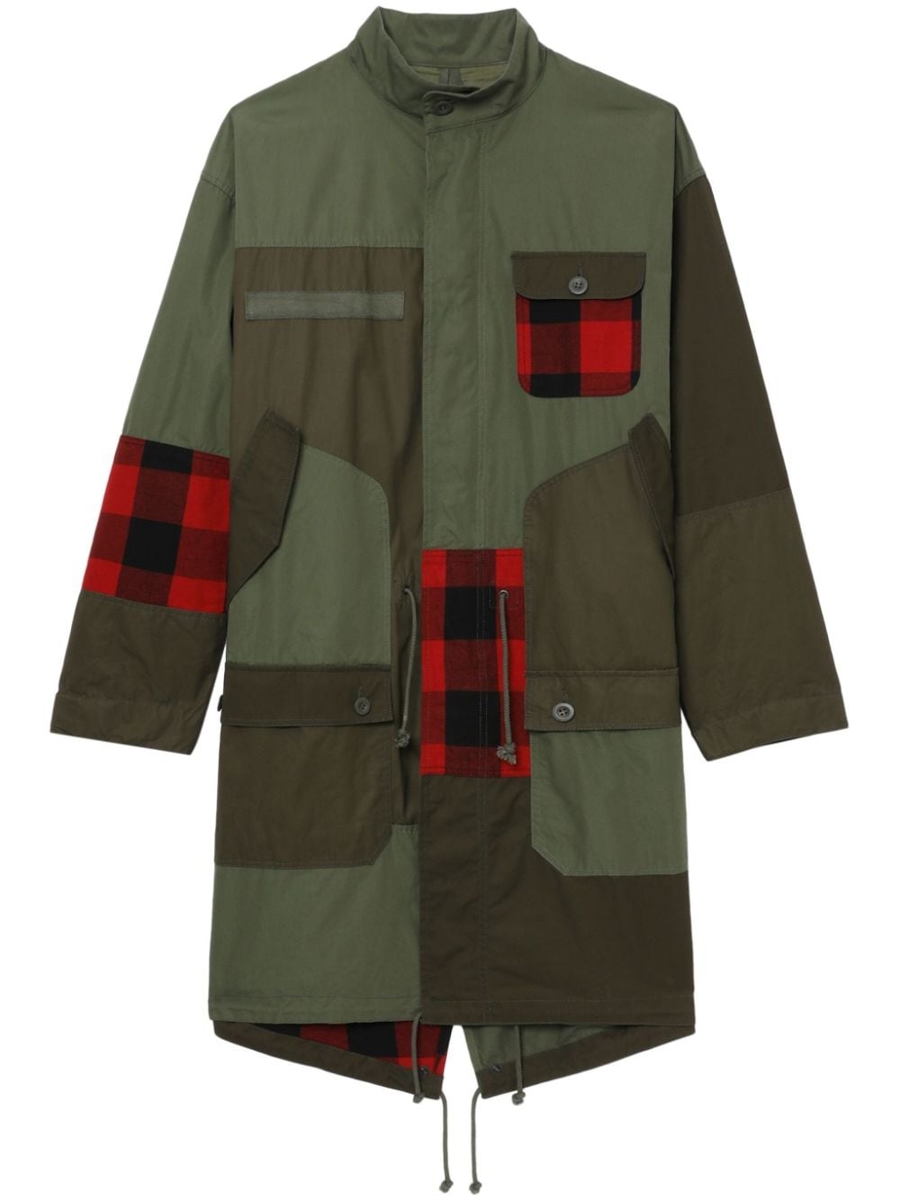 panelled mid-length parka coat - 1