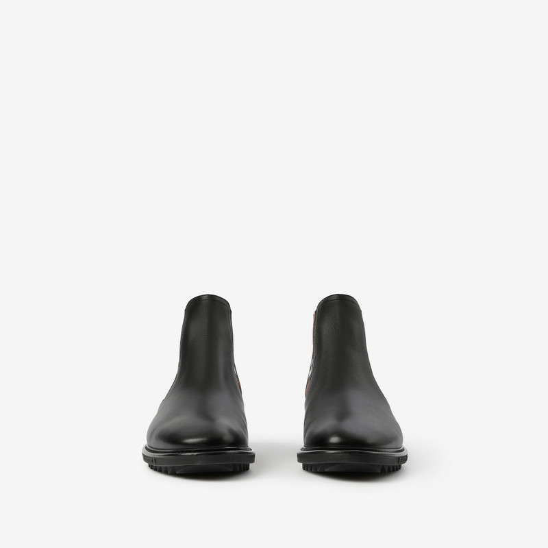빈티지 체크 세부 가죽 첼시 부츠 3