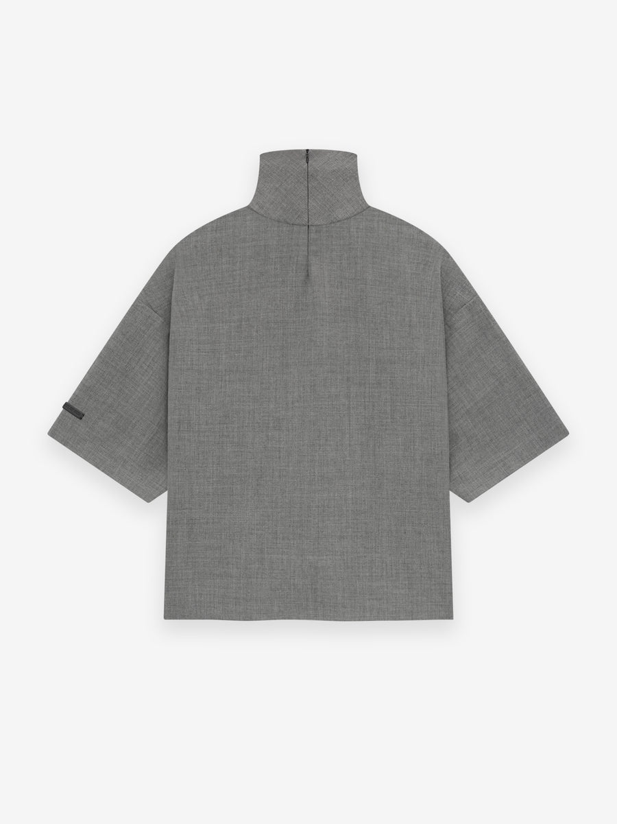 Wool Canvas High Neck Short Sleeve Shirt - 2
