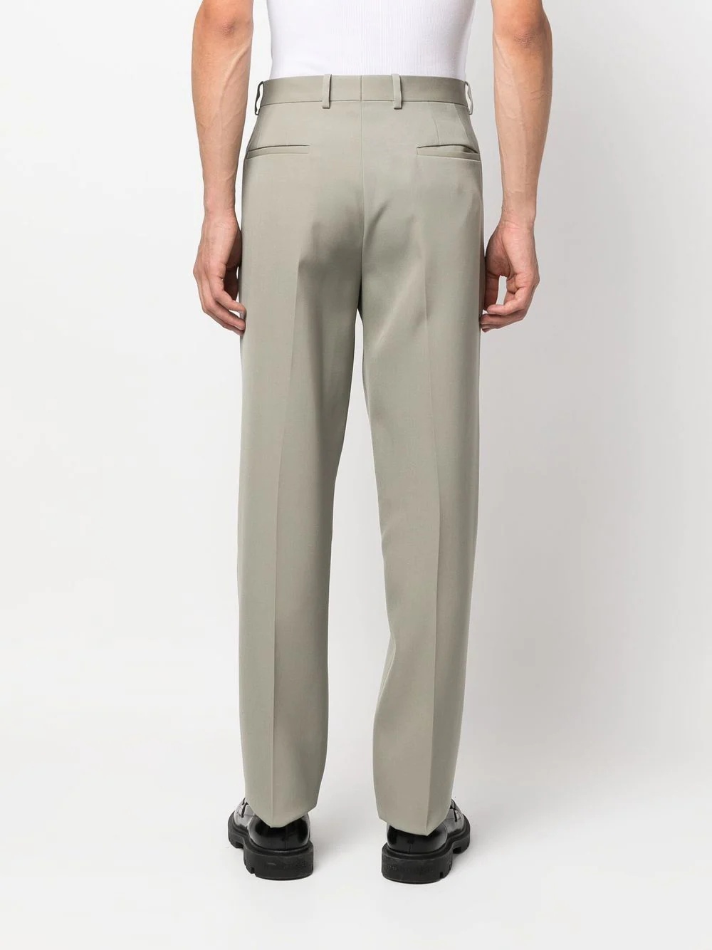 cotton-wool blend tailored trousers - 4