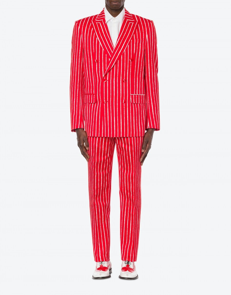 PINSTRIPES PRINT TWILL DOUBLE BREASTED JACKET - 2