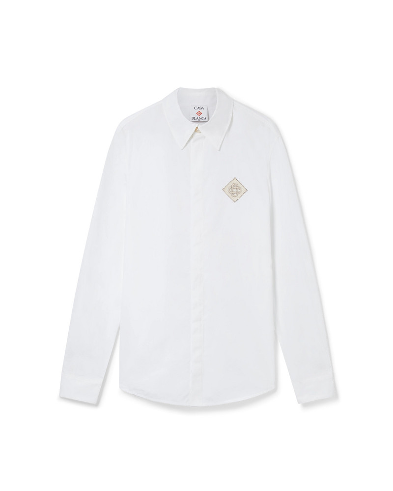 Pearl Diamond Patch Cotton Shirt | Casablanca Paris 1
