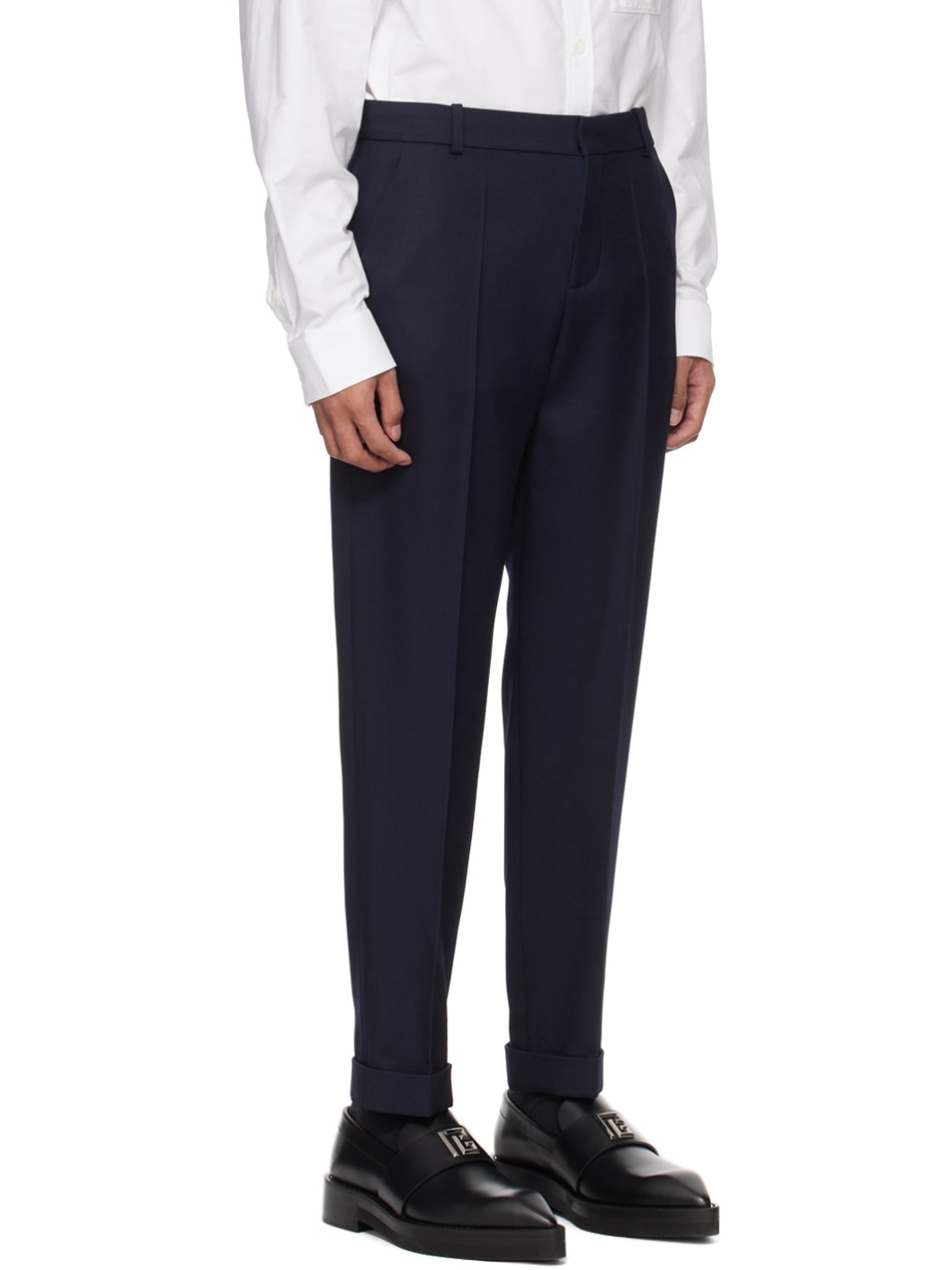 Navy Rolled Cuff Trousers - 2