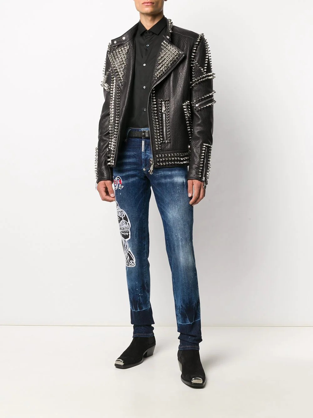 studded doberman biker jacket - 2