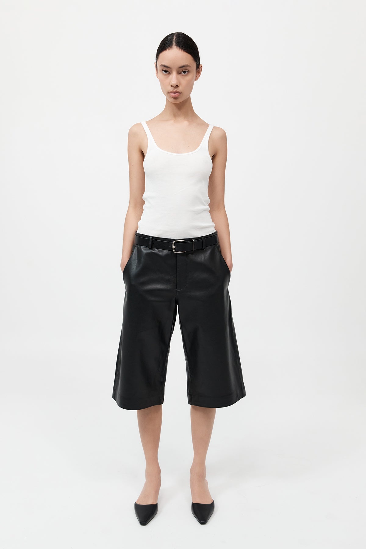 Leather Bermuda Shorts - Black - 2