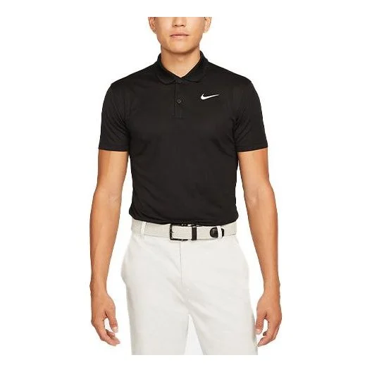 Nike Casual Breathable Solid Color Golf Short Sleeve Polo Shirt Black DH0827-010 - 1