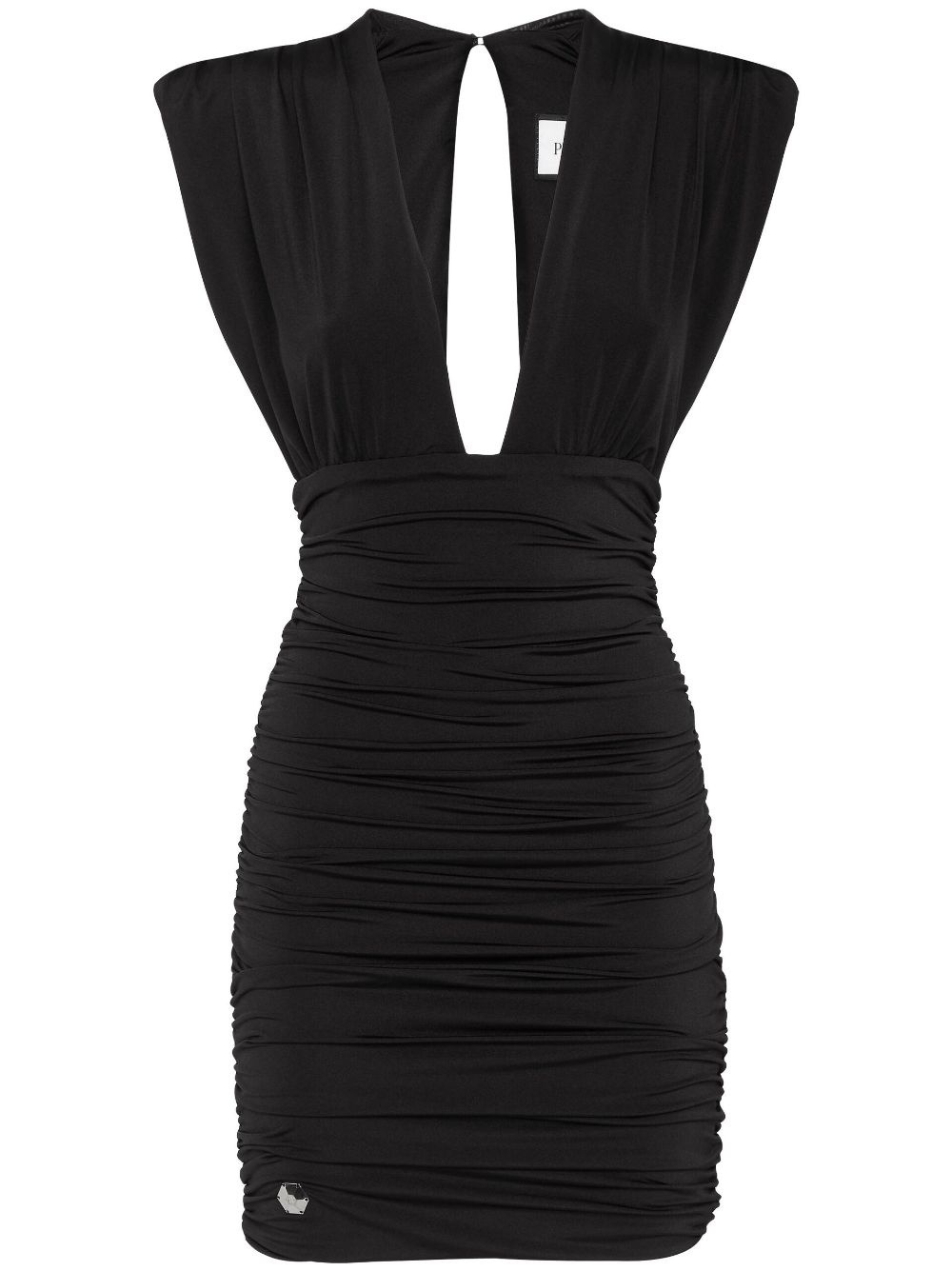 shoulder-pads ruched minidress - 1