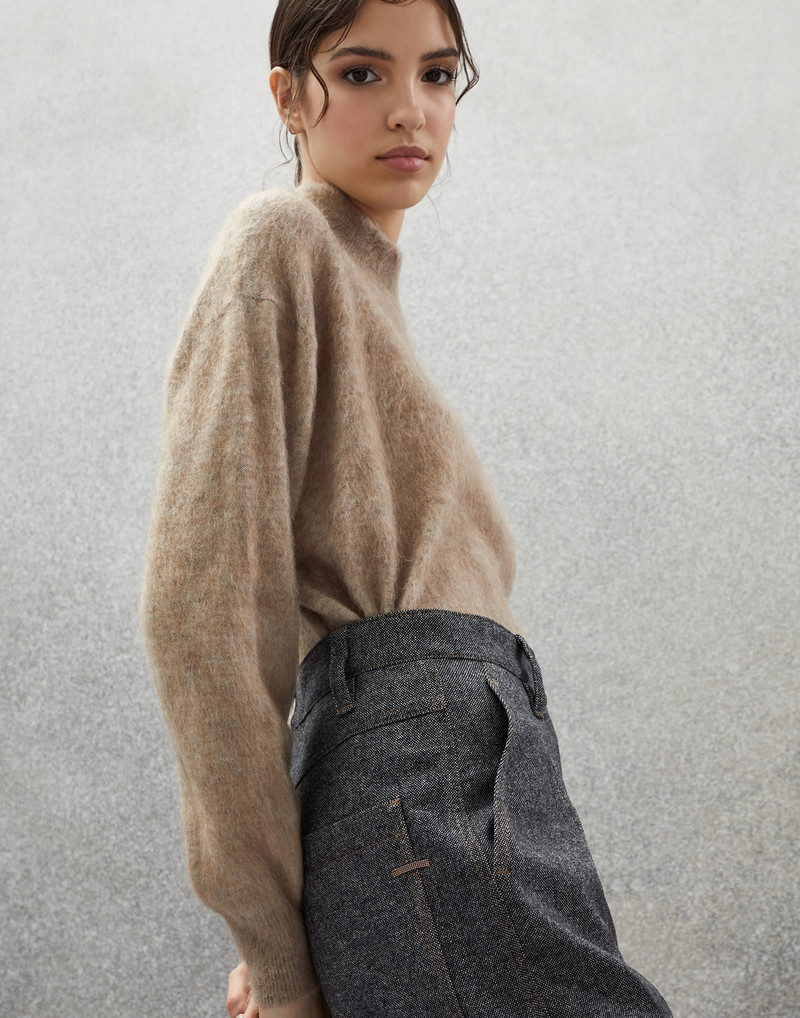 Comfort virgin wool and cashmere grisaille sartorial utility trousers with shiny tab 3