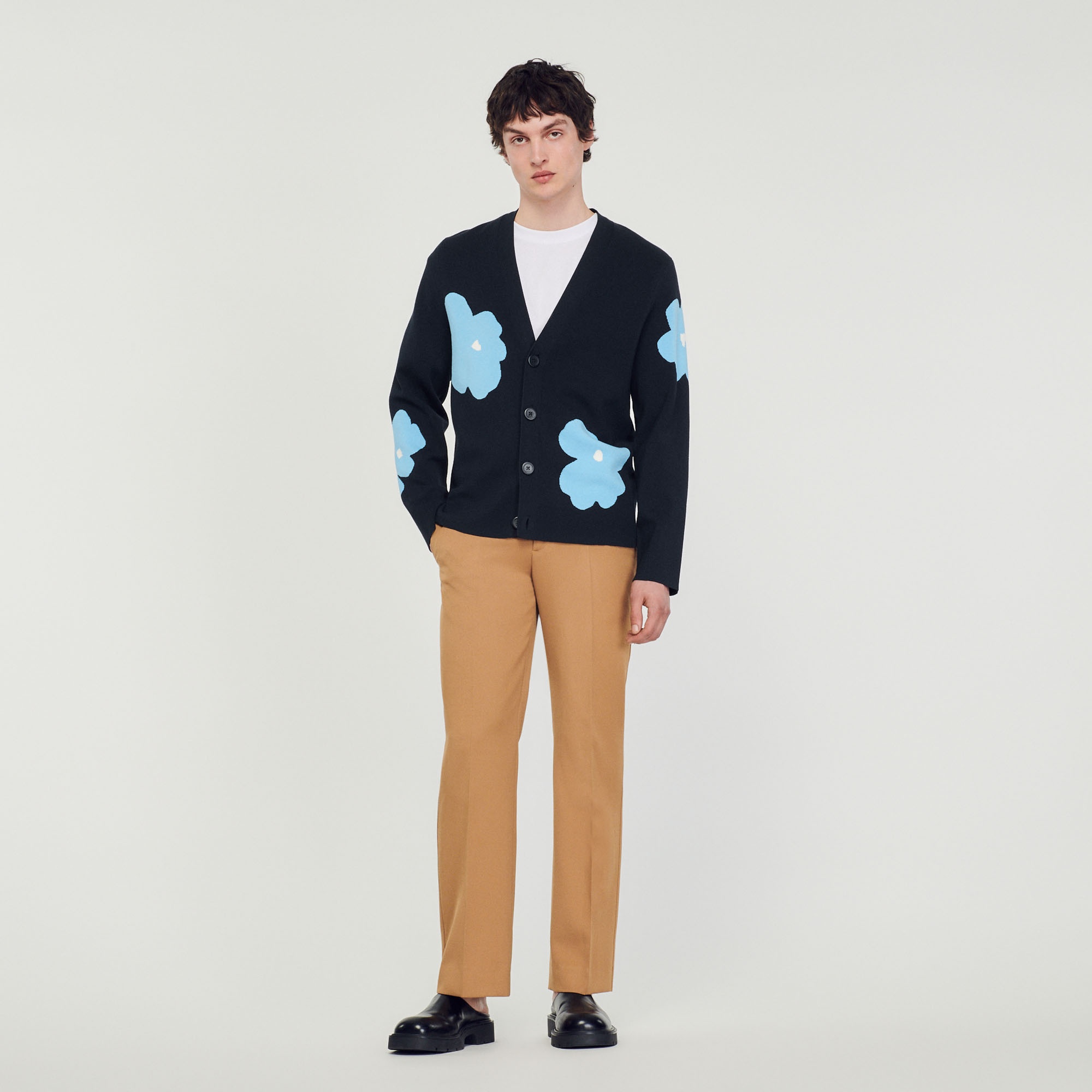Knit cardigan with flower motifs - 2