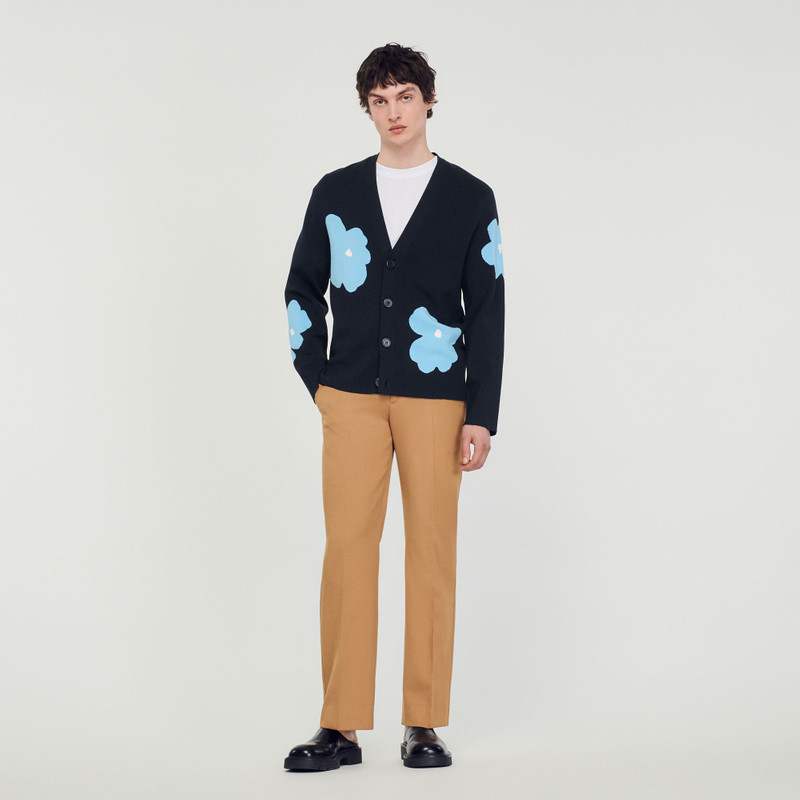 Sandro Knit cardigan with flower motifs outlook