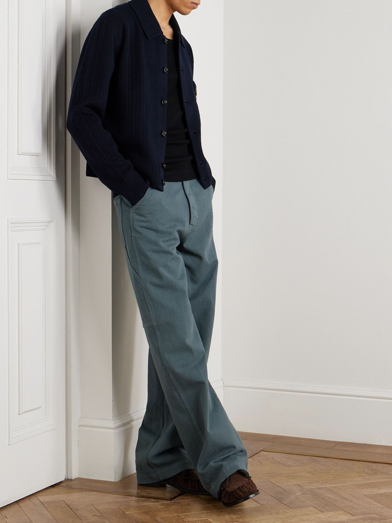 Dries Van Noten Straight-Leg Garment-Dyed Cotton-Twill Trousers Gray outlook